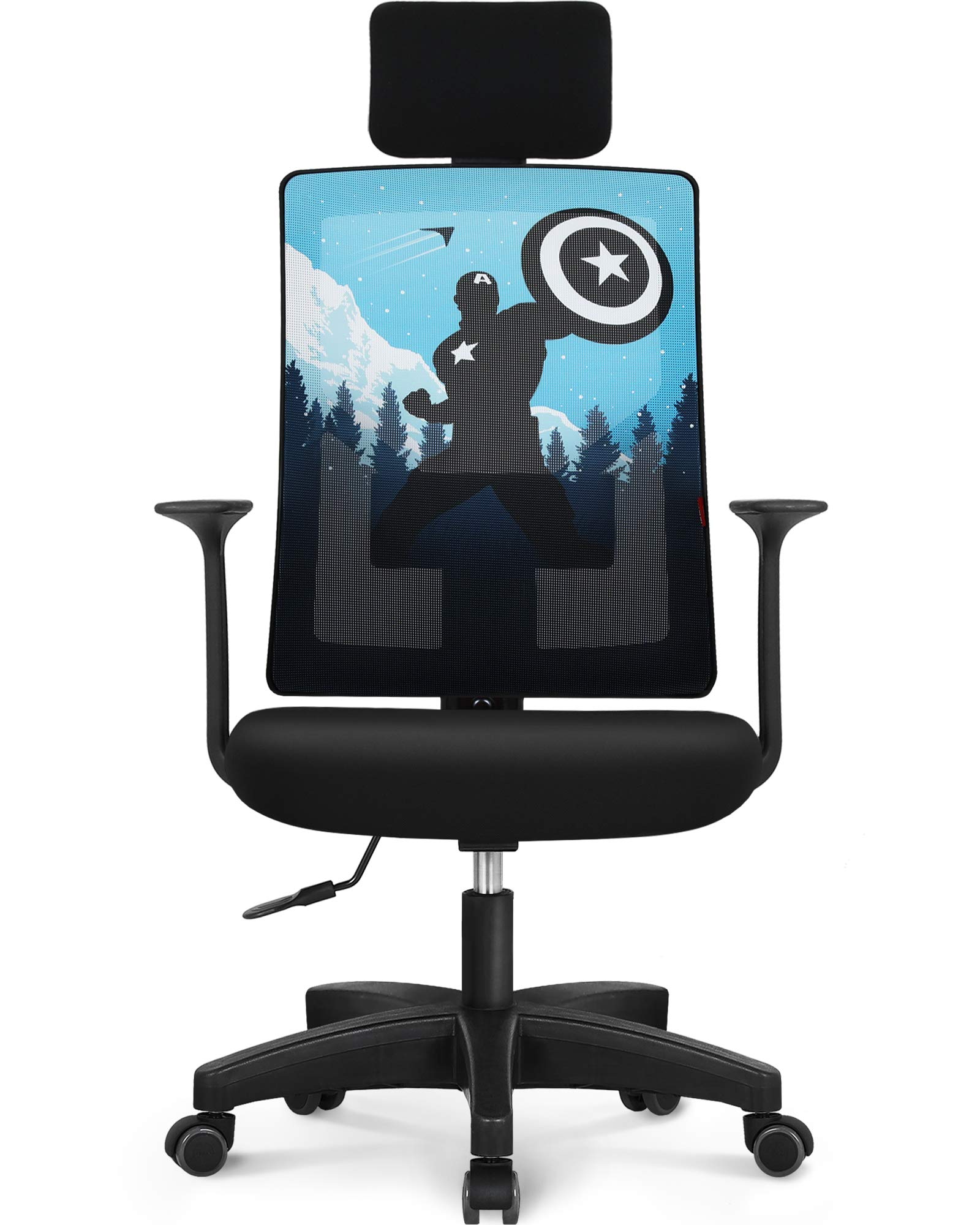 Marvel Avengers Gaming Chair - Ergonomic Office Chair with Adjustable Headrest, Lumbar Support & Wheels for Home, Executive & Computer Desk Use | Comfortable Mesh Racing Seat for Long Hours of Work & Play