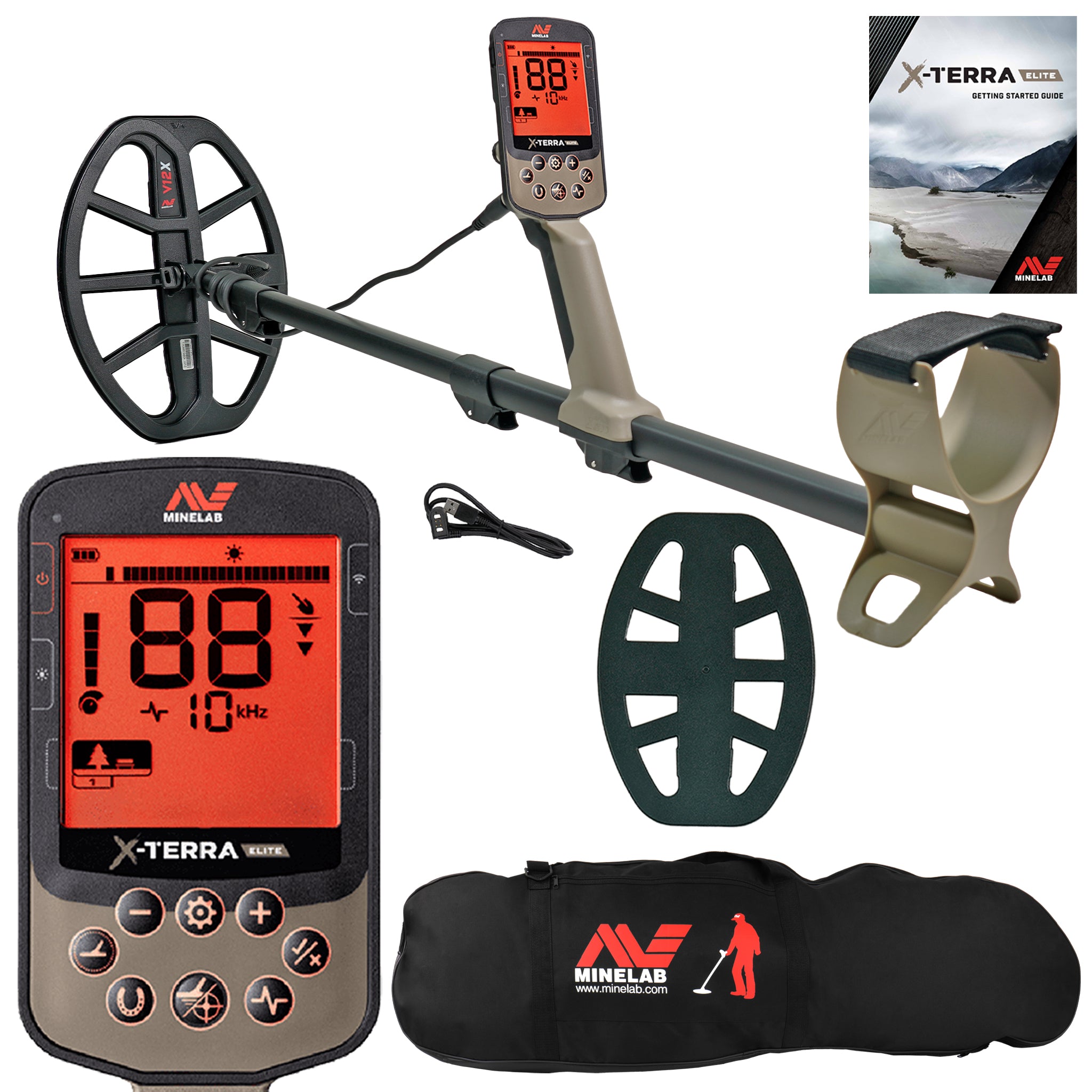 Minelab X TERRA ELITE Waterproof Metal Detector with Carry Bag - Professional Gold & Treasure Hunting Equipment for Beach, Park & Outdoor Adventures