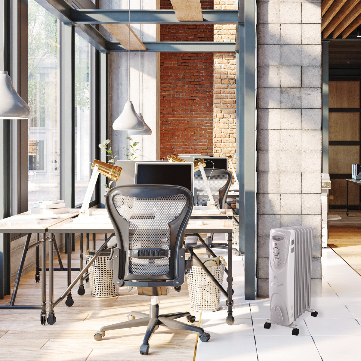1500W/900W/600W 7-Fin Oil Filled Radiator Heater - Adjustable Thermostat, Energy Efficient Space Heater for Home, Office & Bedroom - Quiet Portable Electric Heater with Safety Features - Perfect for Winter Warmth & Indoor Comfort
