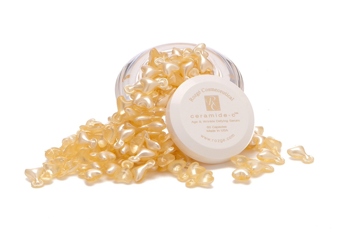 R0ZGE COSMECEUTICAL Ceramide C Capsules - Anti-Aging Facial Serum with Vitamin C & E | Wrinkle Reducer & Antioxidant Treatment | 60 Capsules for Youthful Skin | Perfect for Nighttime Skincare Routine