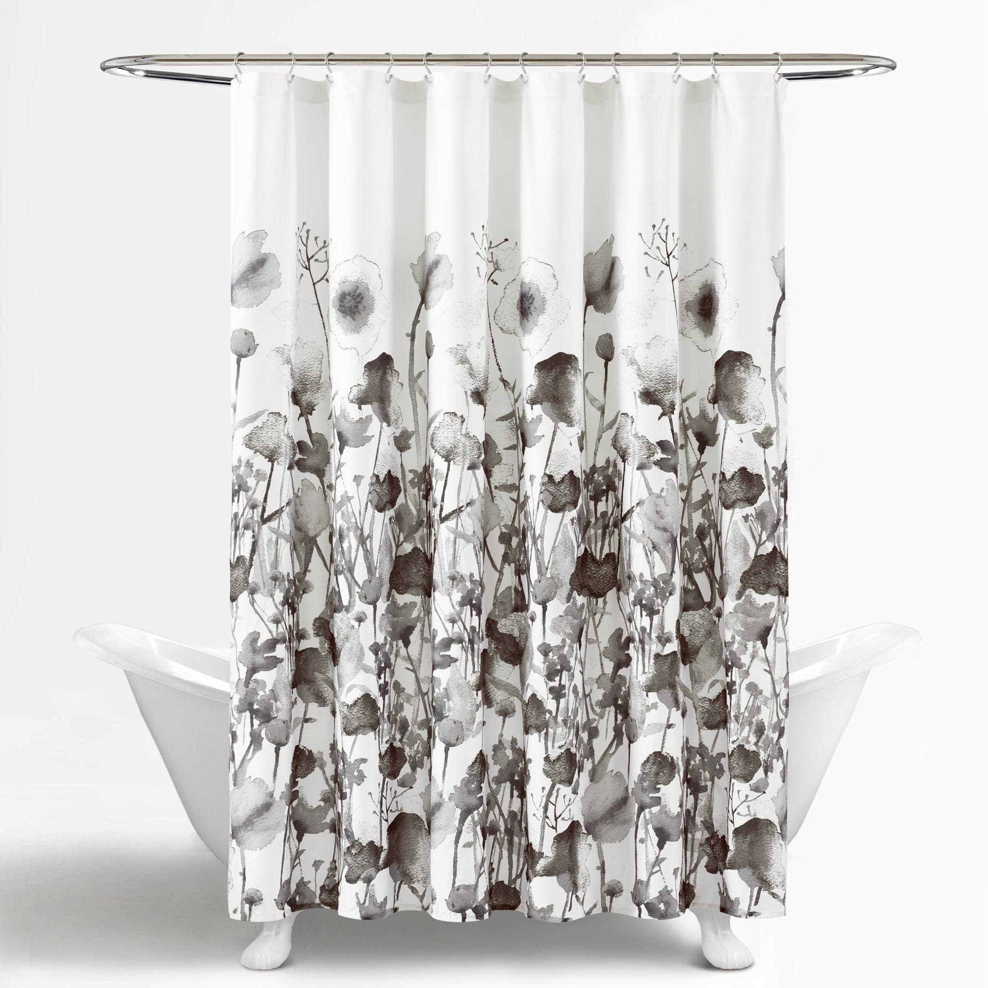 Zuri Flora Waterproof Fabric Shower Curtain - Elegant Bathroom Decor for Modern Homes & Spa-Like Showers