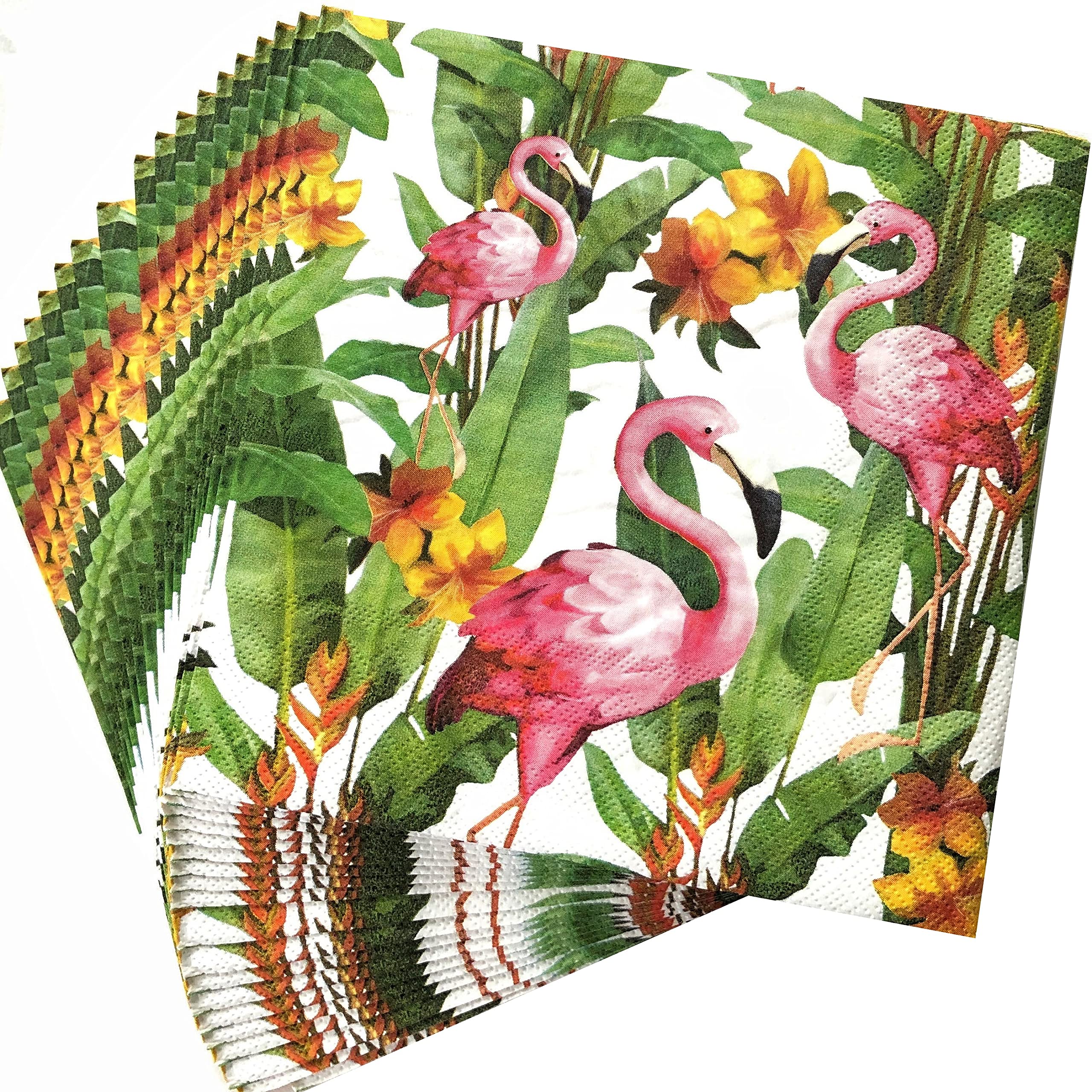 20-Count 13x13 Flamingo Paper Napkins - Tropical Bird Floral Decorative Napkins for Fall, Thanksgiving & Decoupage | Perfect for Parties, Dining & DIY Crafts