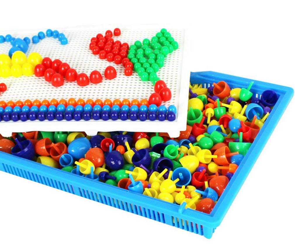 HenMerry 600pcs Creative Mushroom Nails Mosaic Pegboard - 3D Puzzle Building Blocks for Kids, STEM Educational Toys for Children Ages 5-12 - Perfect for Classroom Activities & Creative Playtime