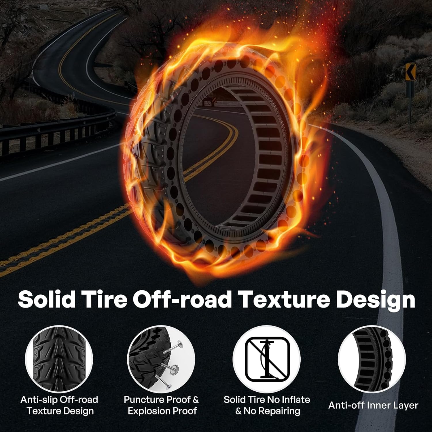 10 Inch Solid Rubber Tires for Electric Scooter - 2 Pack 60/70-6.5 Replacement Wheels, Compatible with Ninebot Max G30/G30D/G30E/G30LP - Perfect for Urban Commuting & Last-Mile Transportation