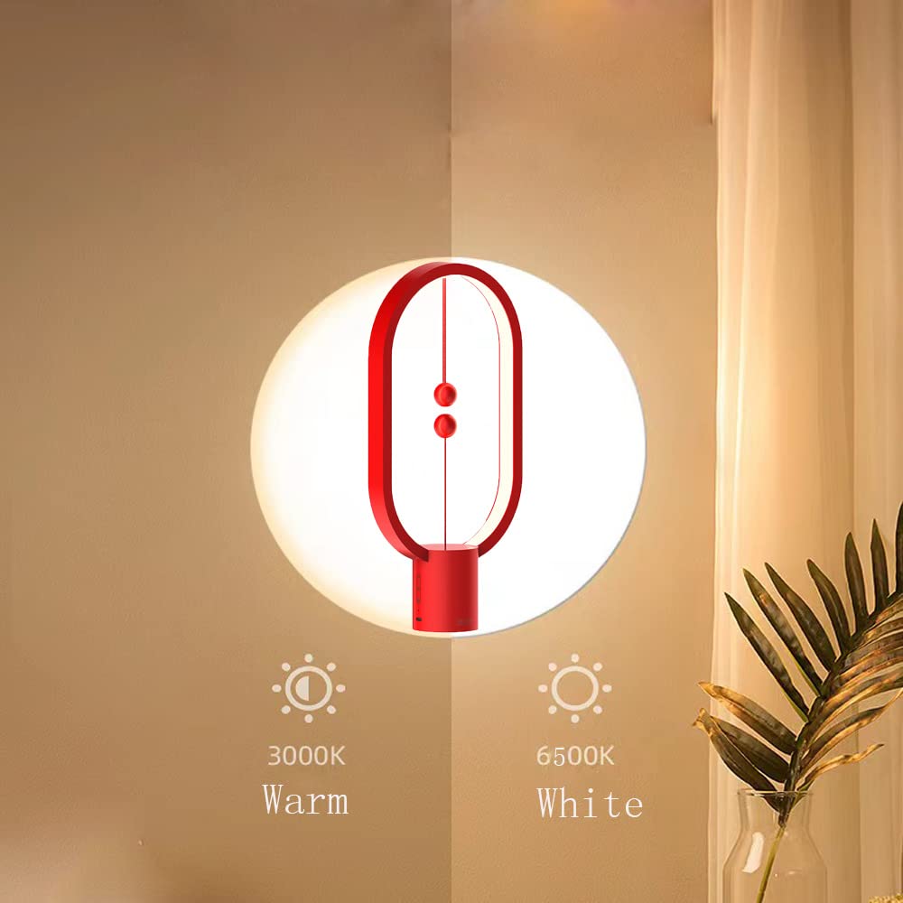 Rechargeable Touch Dimmer Table Lamp for Bedroom - 3-Level Brightness Adjustable Nightstand Lamp, Bedside Balance Light for Home, Office & College Dorm | Perfect as Christmas Gift & Reading Light (Red)
