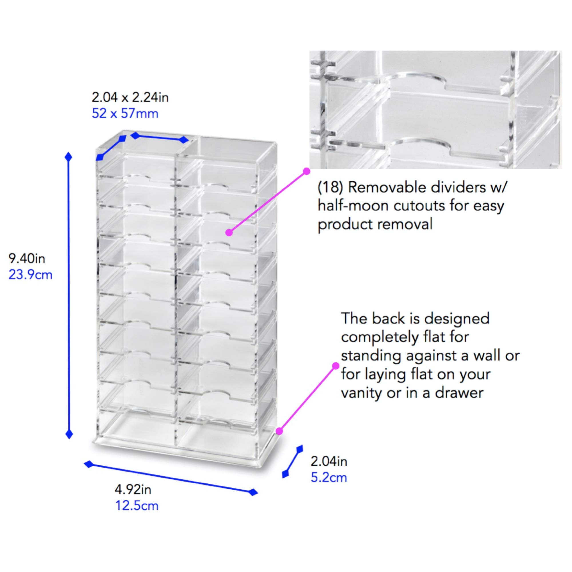 byAlegory Acrylic Makeup Organizer Tower with Removable Dividers - 20 Compartment Cosmetic Storage Container for Vanity Desk or Drawer | Clear Acrylic Beauty Organizer for Lipsticks, Brushes & Skincare Products | Perfect for Bedroom, Bathroom & Travel Makeup Storage