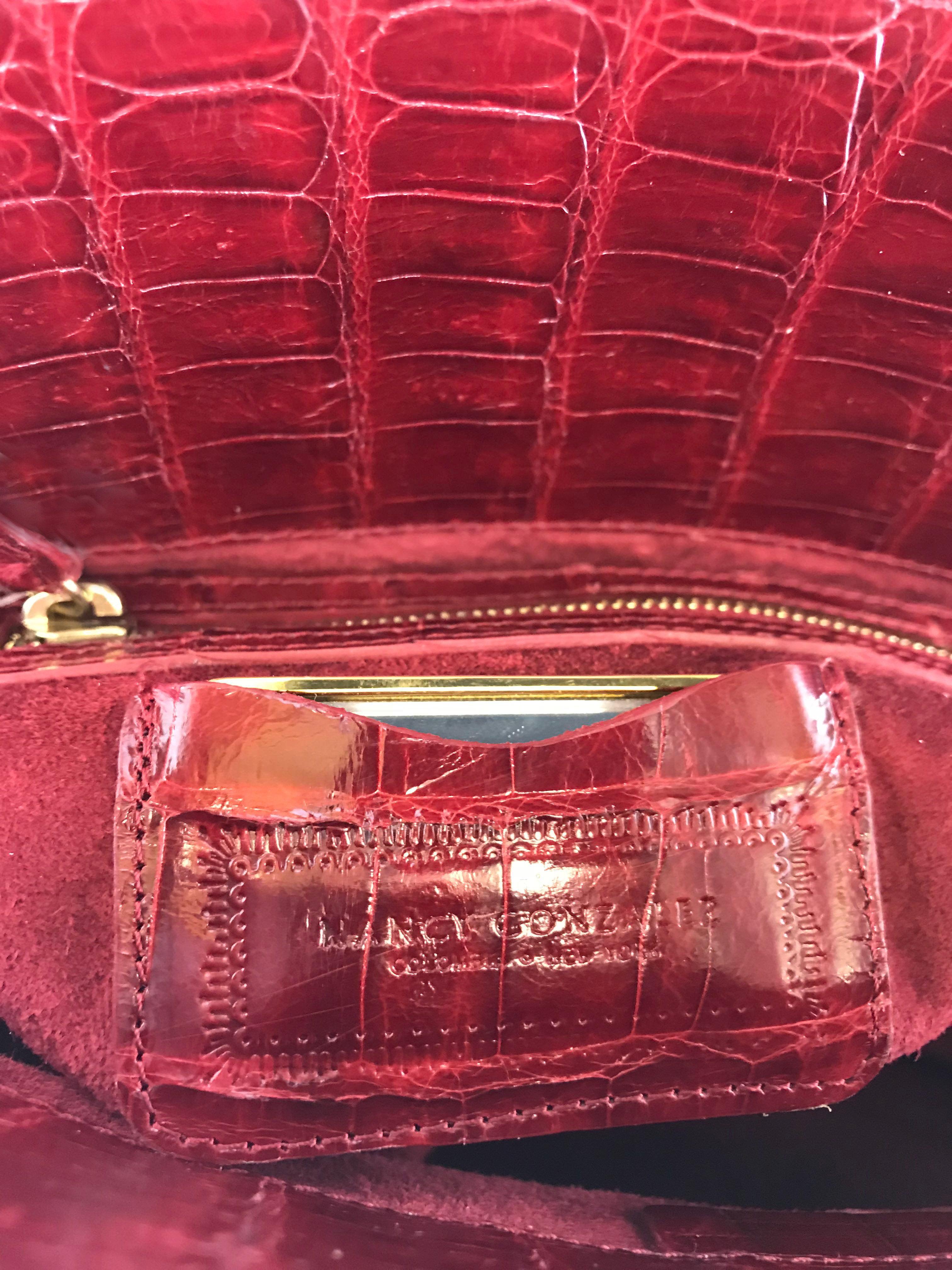 Nancy Gonzalez Genuine Crocodile Leather Double Zip Tote Bag - Luxury Designer Handbag for Women, Perfect for Work, Travel & Everyday Use