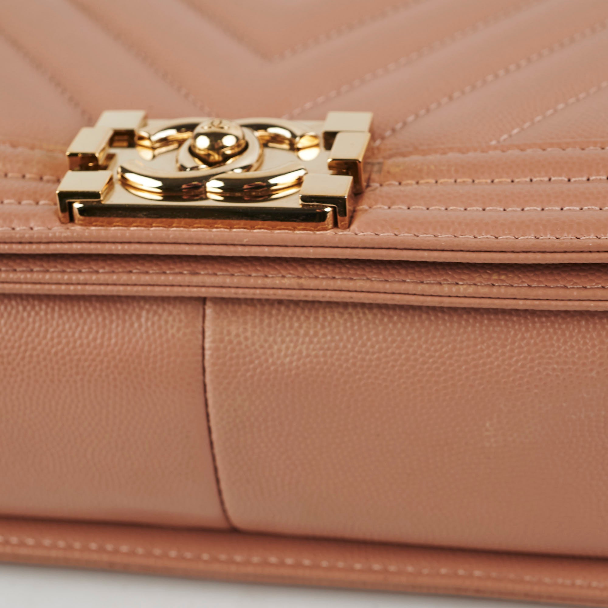 Chanel Old Medium Boy Bag in Beige Caviar Leather - Luxury Designer Handbag for Women, Perfect for Everyday Use & Special Occasions