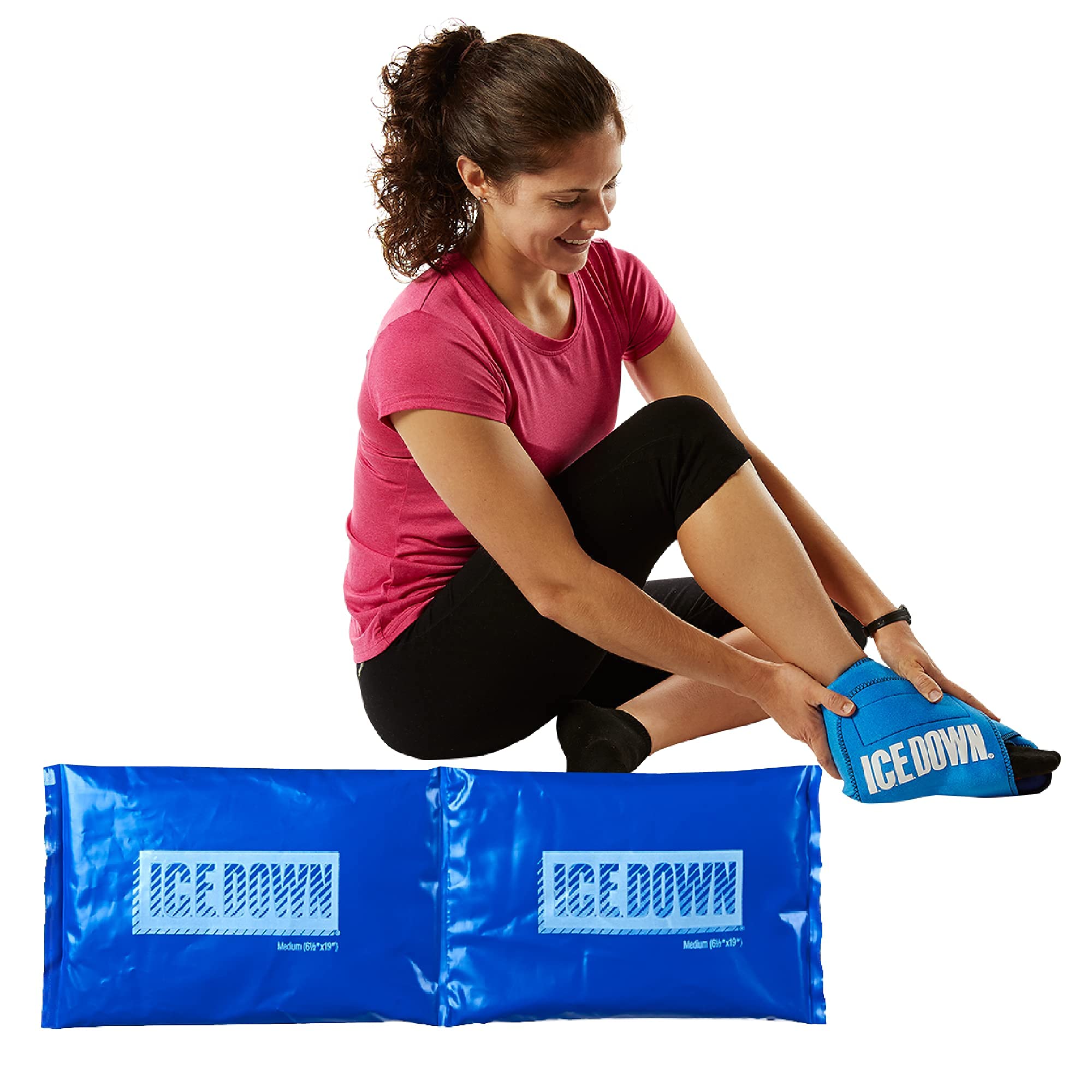 Medium Neoprene Ice Pack Wrap with 2 Gel Cold Packs - Reusable Back, Hip & Knee Ice Therapy Wrap for Pain Relief (7