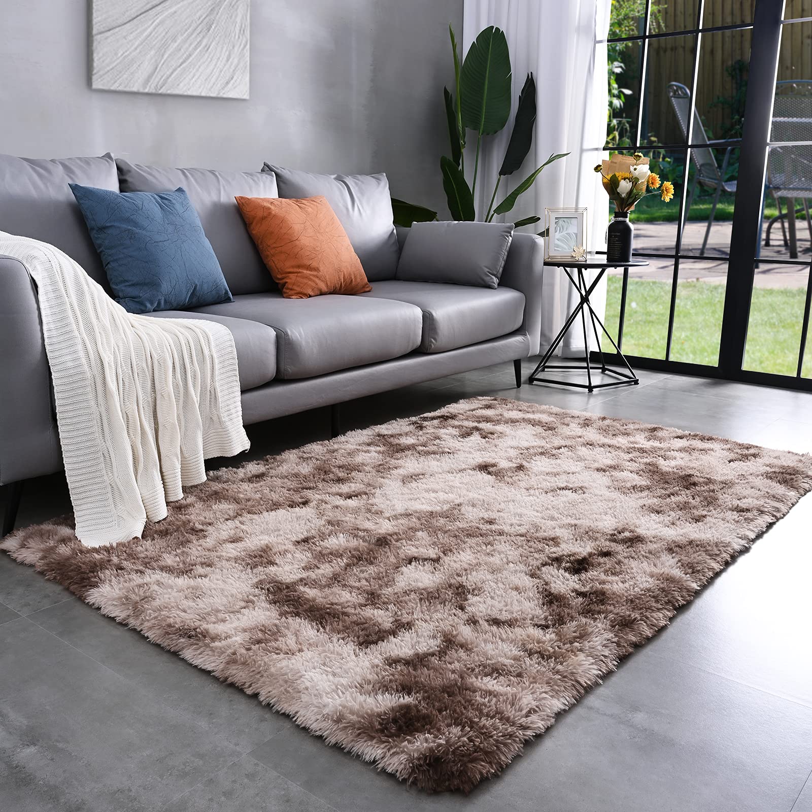 Astorug Fluffy Shaggy Area Rug - Soft Non-Slip Tie-Dyed Coffee Carpet for Bedroom, Living Room, Kids Room & Nursery - 6x9 Feet Fuzzy Home Decor Rug - Perfect for Cozy Floor Comfort & Stylish Interior Design