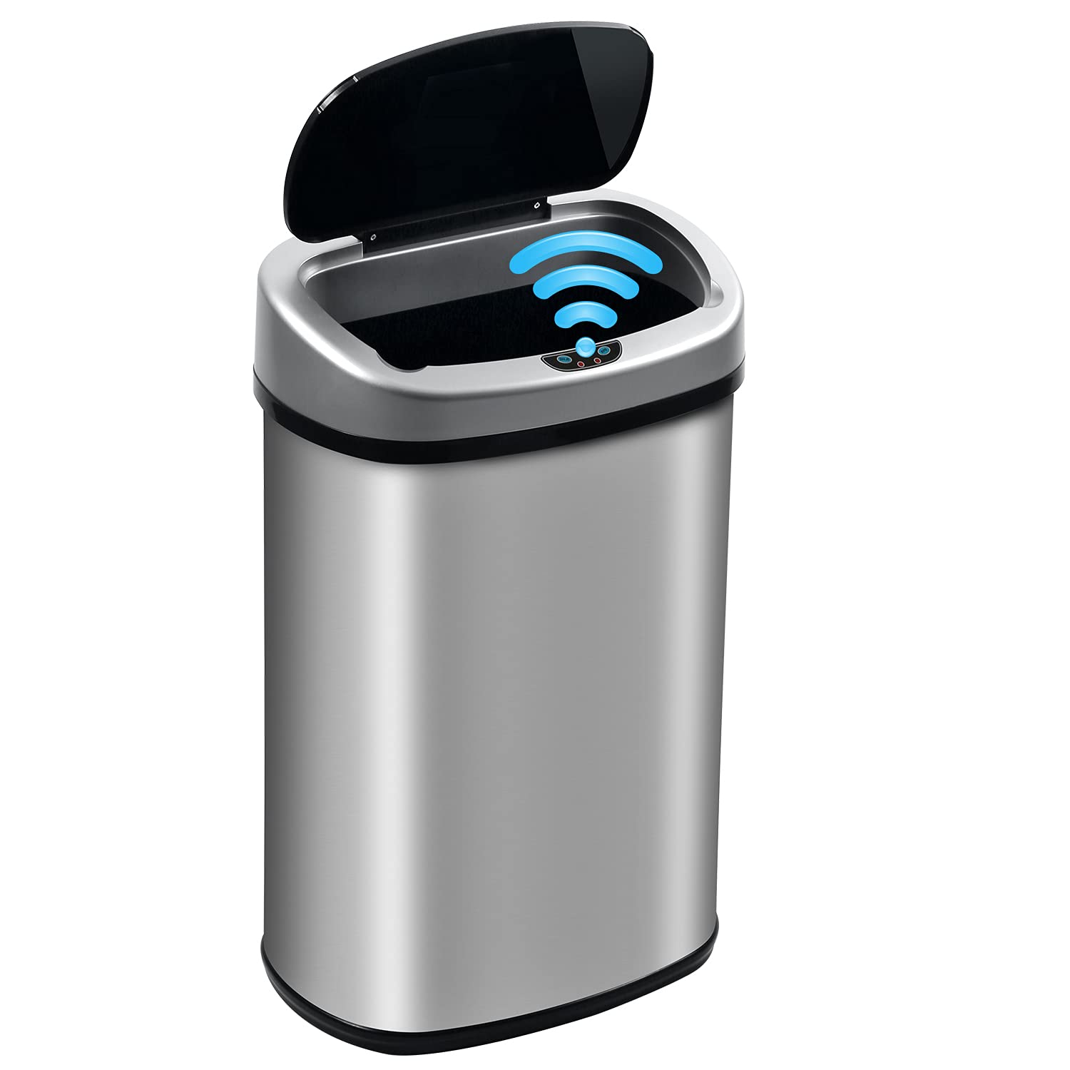 13 Gallon Automatic Touchless Stainless Steel Trash Can - Motion Sensor Smart Kitchen Garbage Bin with Lid, Hands-Free Auto Open/Close Waste Bin for Office, Bedroom, Bathroom (Silver) | Perfect for Modern Homes & Commercial Spaces
