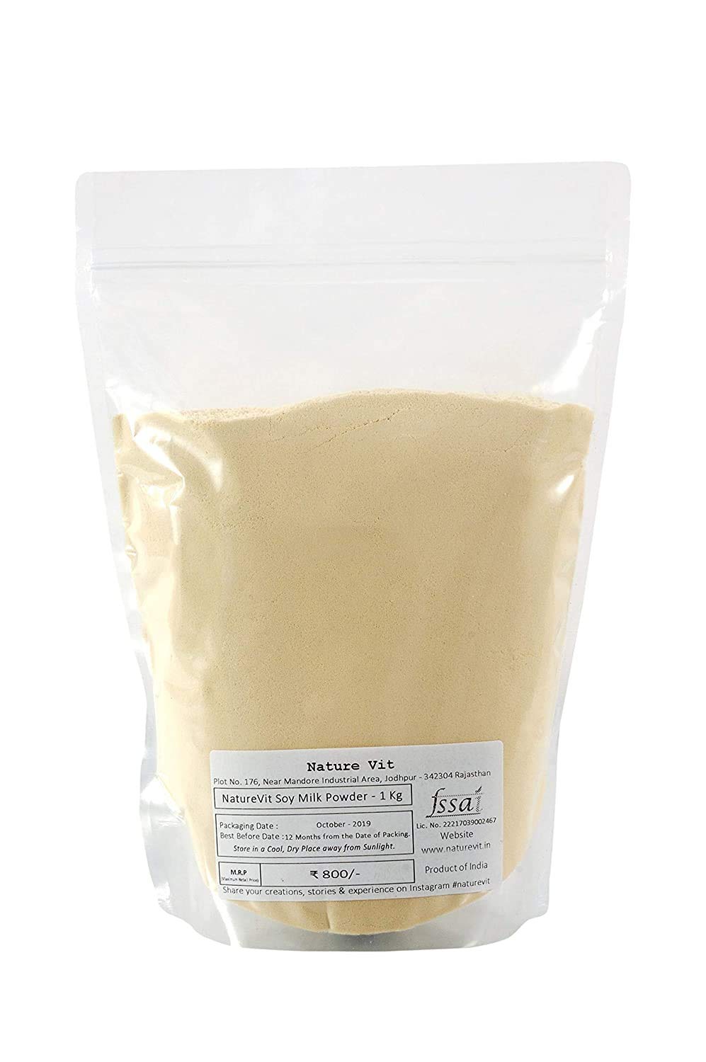 NatureVit Soy Milk Powder - 2kg Vegan, Non-GMO, High Protein (49%) | Plant-Based Dairy Alternative for Smoothies, Baking & Healthy Breakfast