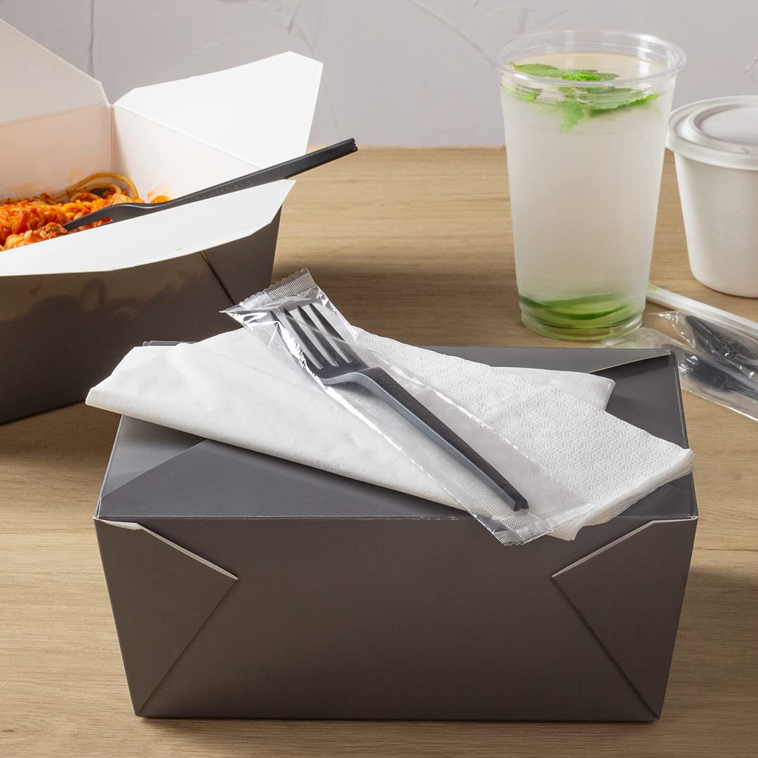 Eco-Friendly 6.5 Inch Compostable Forks - 250 Individually Wrapped Plant-Based Disposable Cutlery | BPI-Certified Black CPLA Plastic Utensils for Hot & Cold Foods | Perfect for Restaurants, Catering, Picnics & Outdoor Events