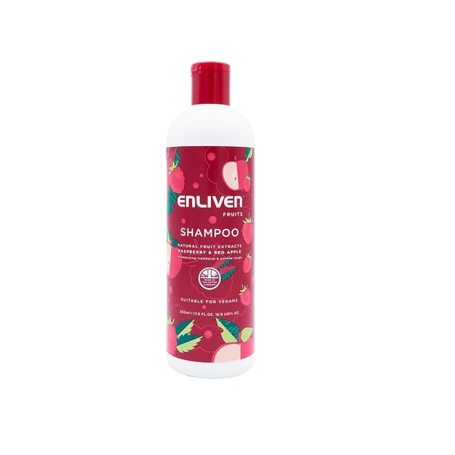 Enliven Fruit Extracts Shampoo 500ml - Raspberry & Red Apple Scent for Hydration & Shine | Natural Hair Care for Dry & Damaged Hair | Perfect for Daily Use & Salon Quality Results