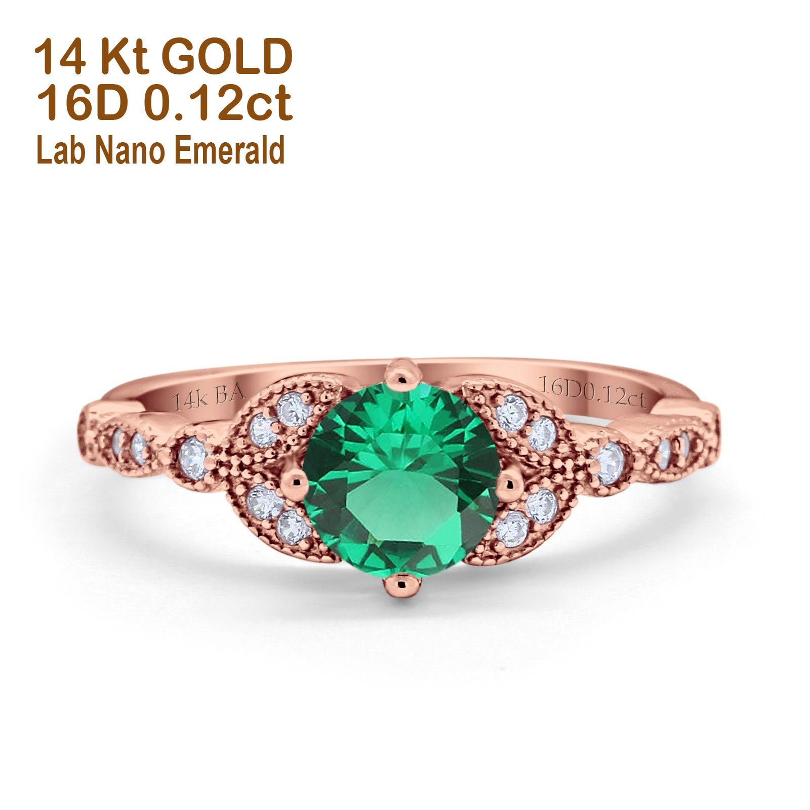 Rose Gold Lab Nano Emerald