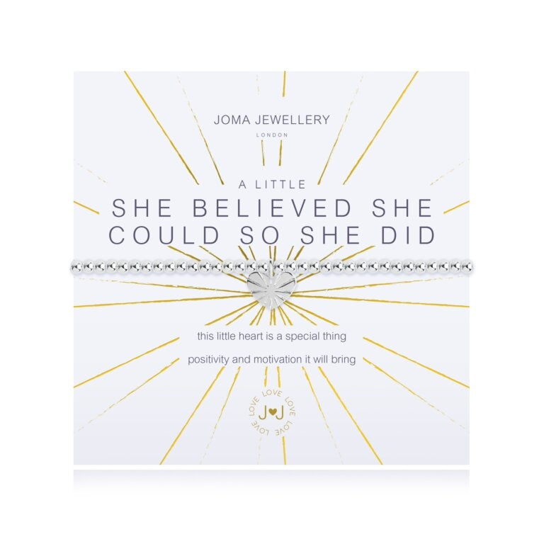 Joma Jewellery Inspirational Bracelet - 'She Believed She Could So She Did' Motivational Gift for Women, Perfect for Graduation, Birthday & Daily Encouragement