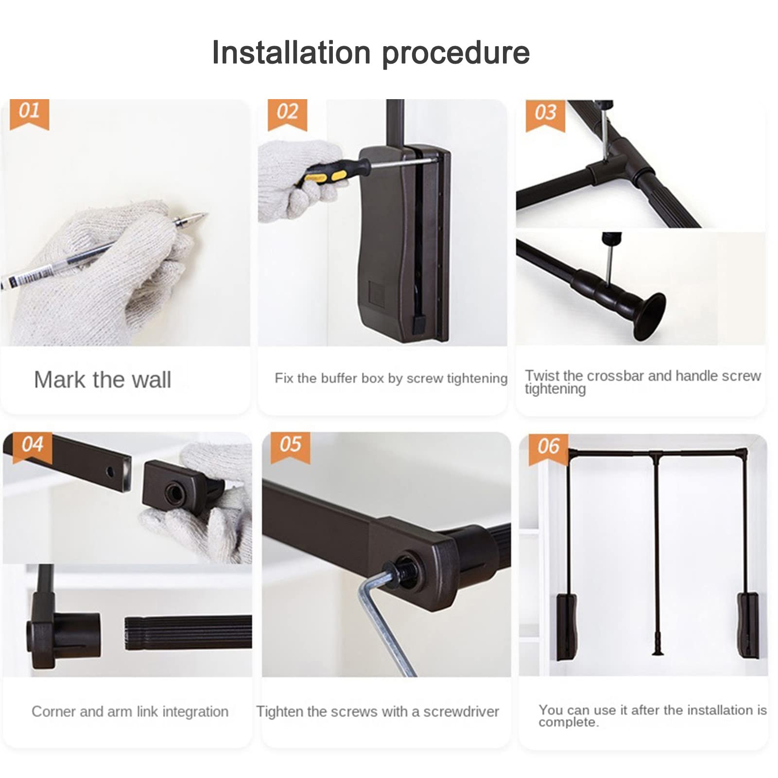 Adjustable Pull Down Closet Rod - Extendable 600-830cm Wardrobe Hanging Bar for Space Saving Storage (Black) | Perfect for Small Closets, Apartments & RV Organization