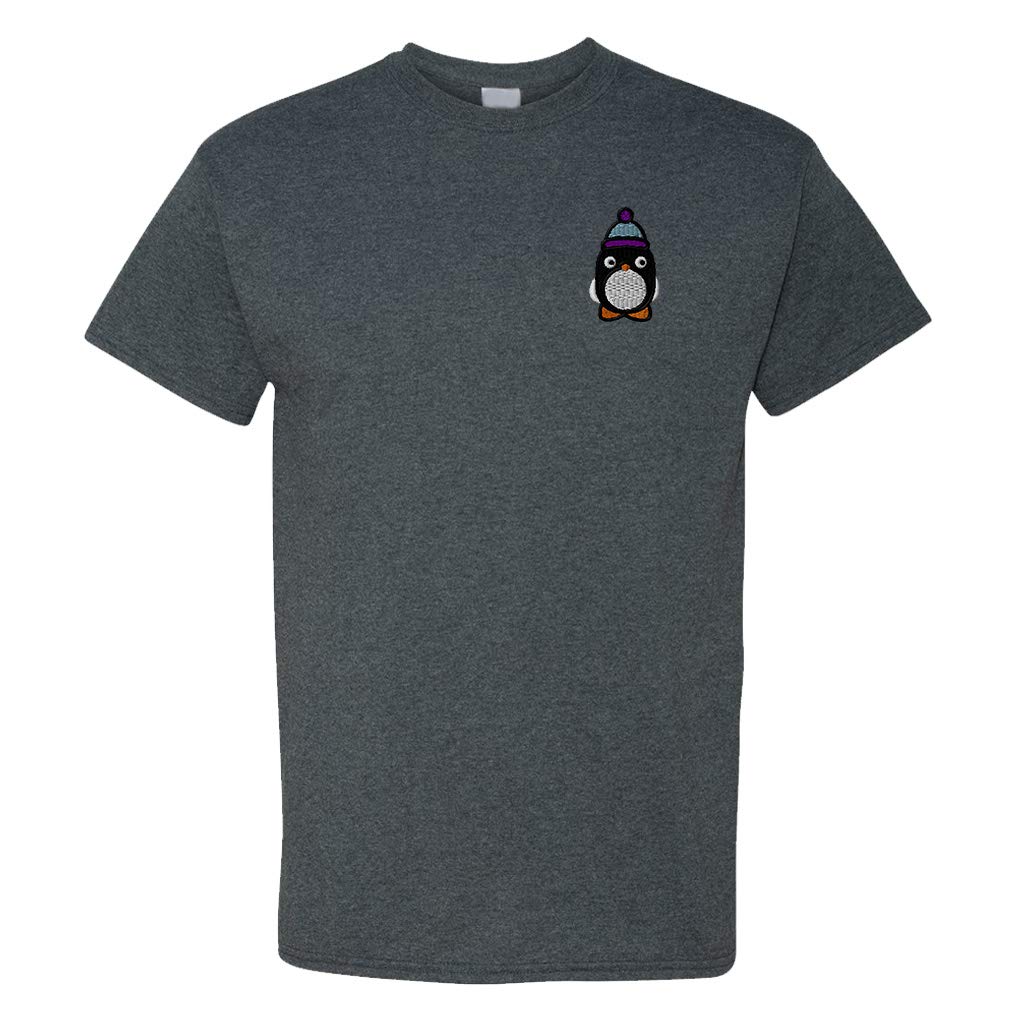 Funny Penguin Wearing Winter Beanie Graphic T-Shirt for Men - Soft Cotton Casual Tee - Perfect for Winter Outfits, Christmas Gifts & Casual Wear