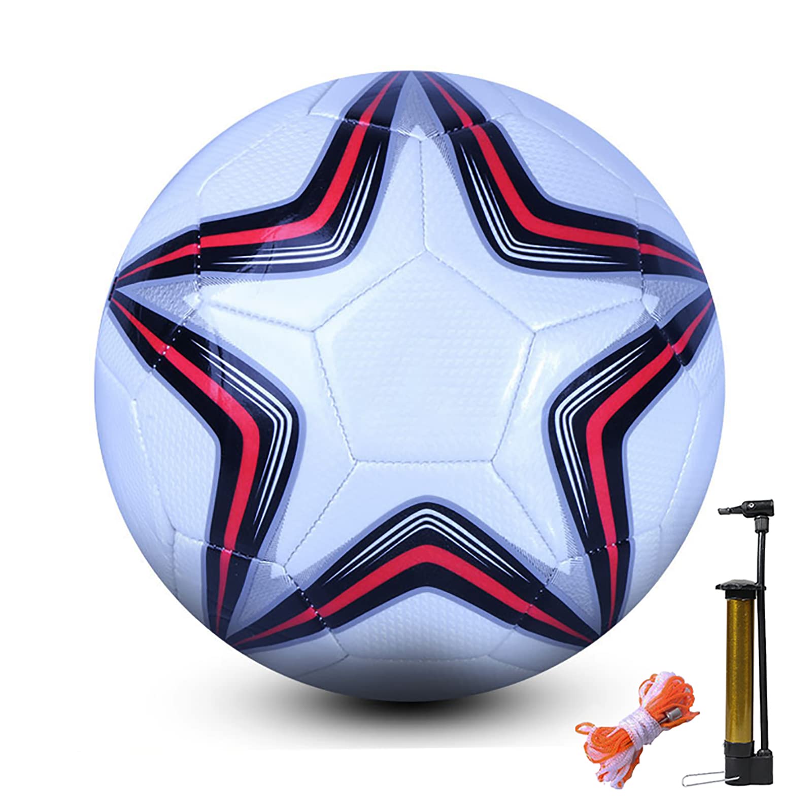 Premium Size 5 Soccer Ball for Men & Women - Official Match Football with Ball Needles & Air Pump - Perfect for Outdoor Training, Indoor Games & Soccer Practice - Durable for Grass, Turf & Hard Surfaces