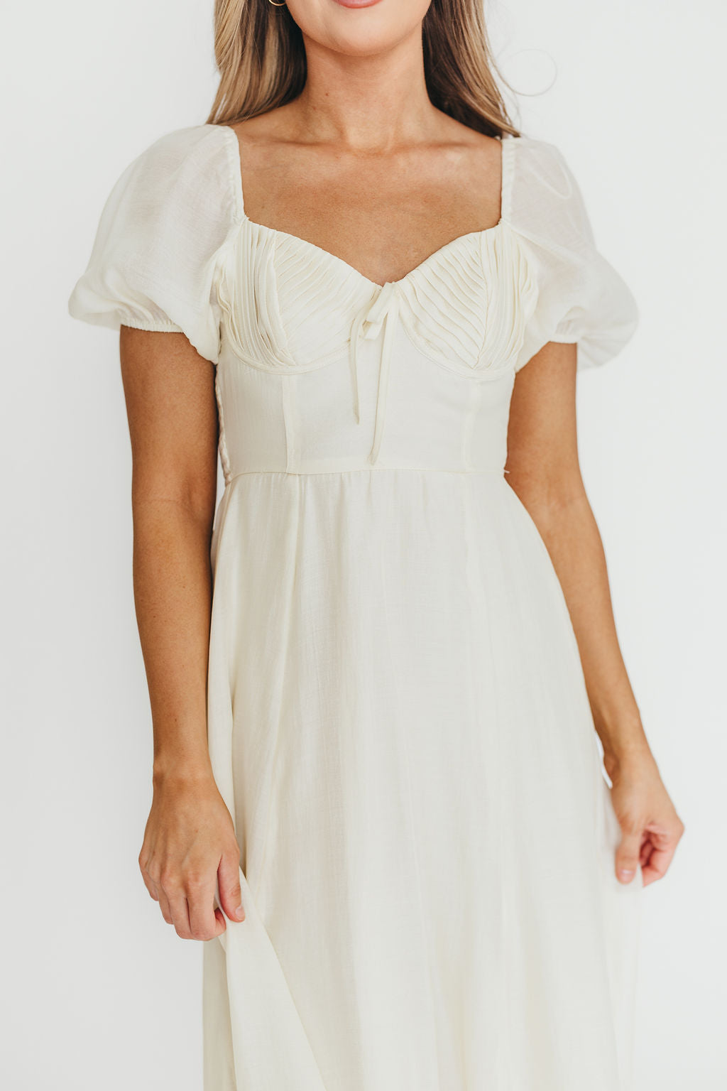 Stevie Bustier Midi Dress in Cream | Elegant Corset Top Formal Dress for Women | Perfect for Weddings, Parties & Special Occasions