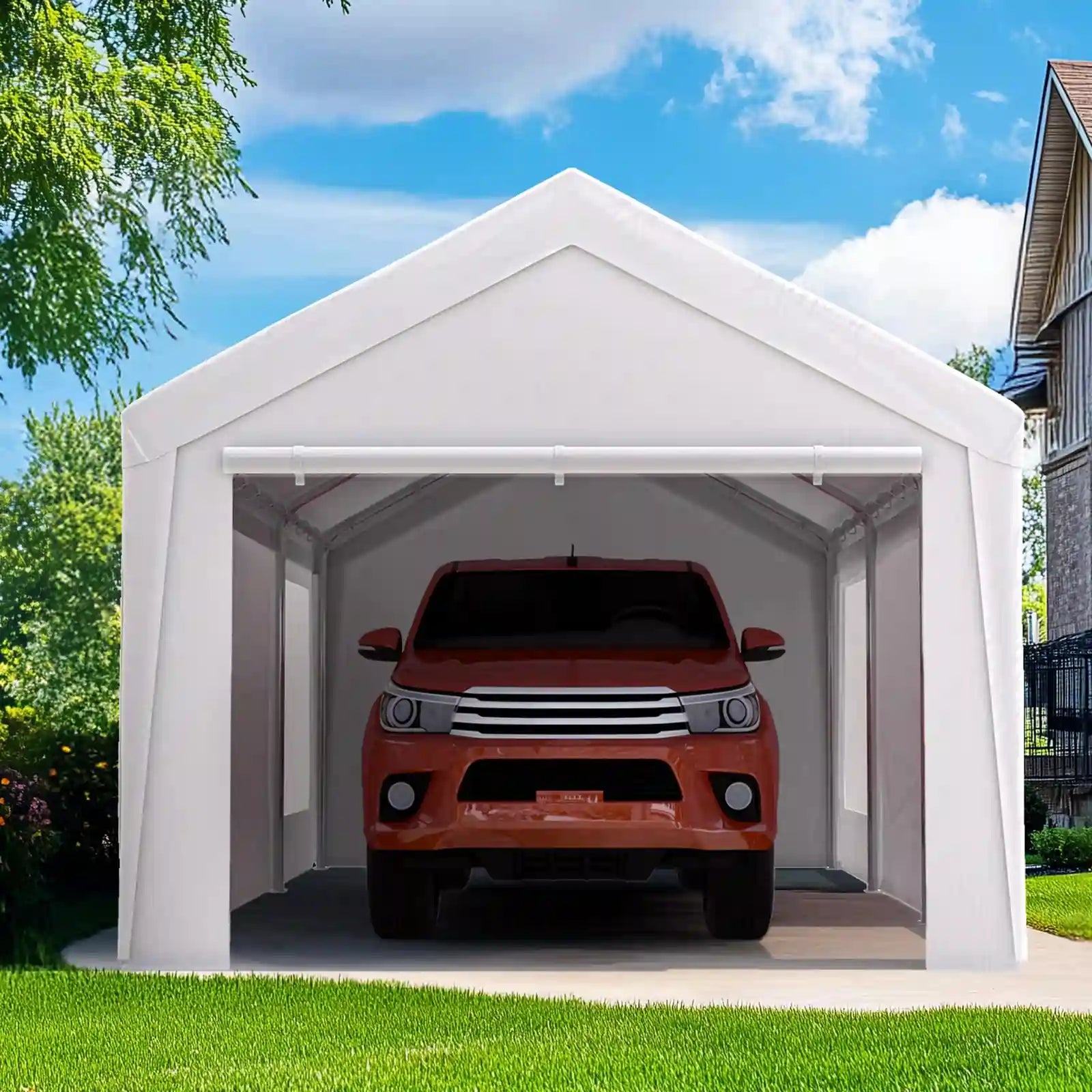 10' x 20' Heavy Duty Carport with Ventilated Windows - Waterproof Outdoor Shelter for Cars, RV, Boat & Equipment Protection