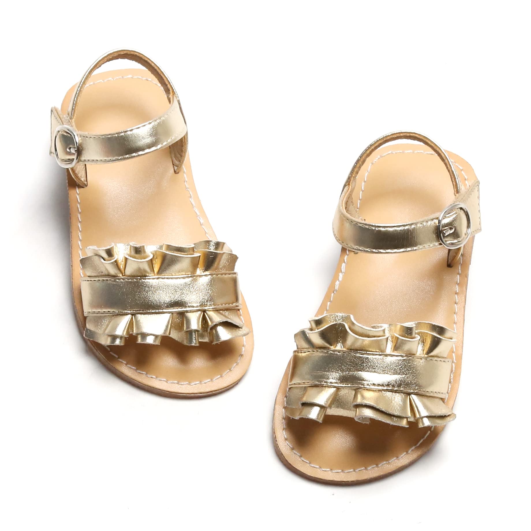 Cute Otter MOMO Girls Sandals - Open Toe Princess Flat Sandals with Ruffles for Summer | Perfect for Beach, Pool, and Casual Outings