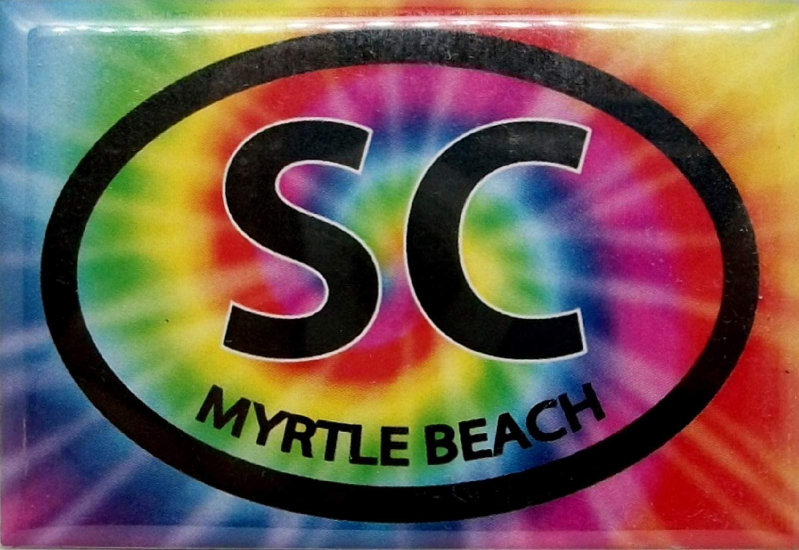 Vibrant Myrtle Beach South Carolina Tie Dye Fridge Magnet - Colorful Souvenir & Travel Gift for Refrigerator, Office, or Home Decor