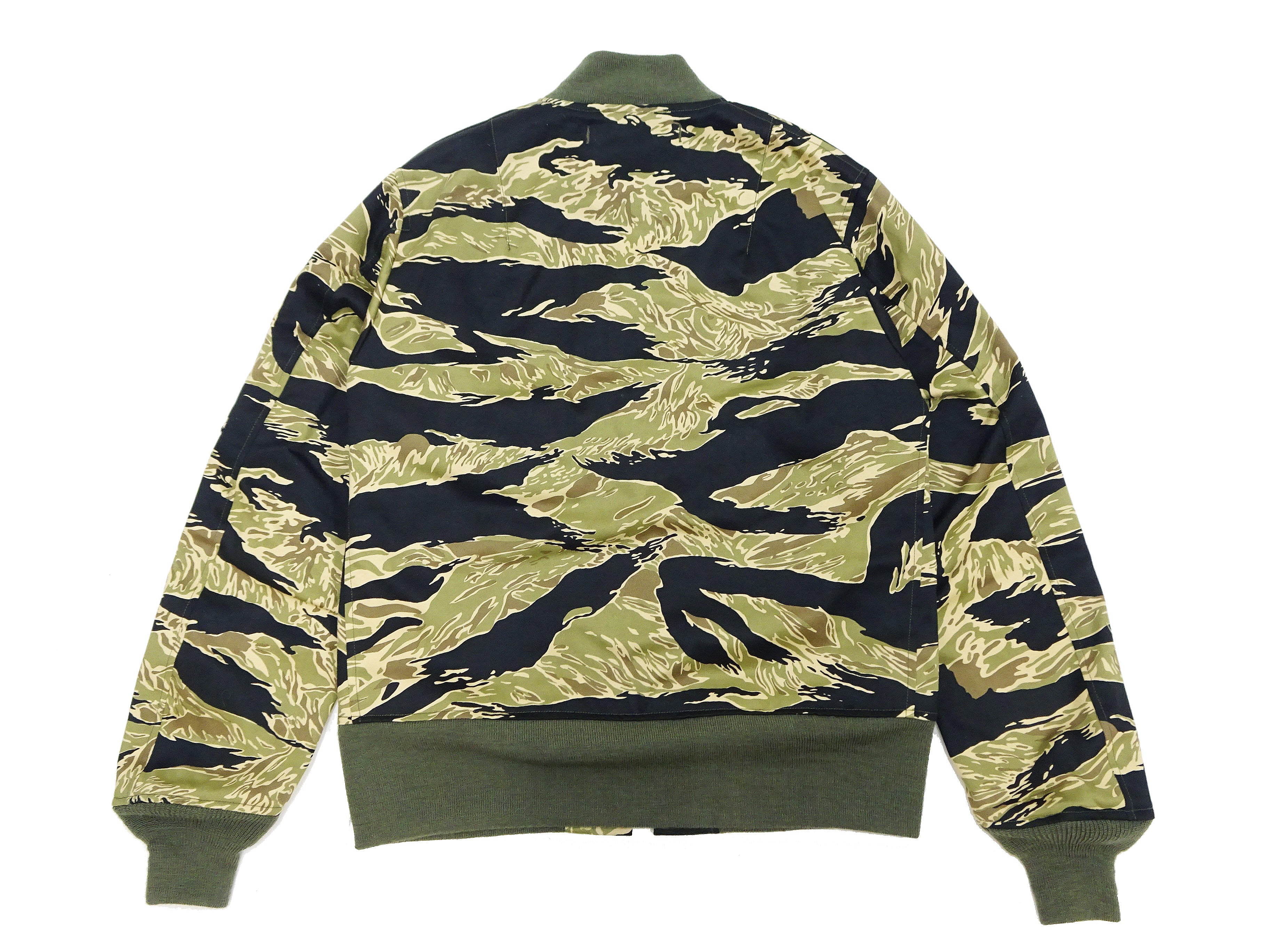 Buzz Rickson Men's L-2B Flight Jacket - Civilian Model Tiger Stripe Camouflage Cotton Twill Bomber Jacket (L2 BR15515) | Vintage Military Style Outerwear for Casual Wear & Aviation Enthusiasts