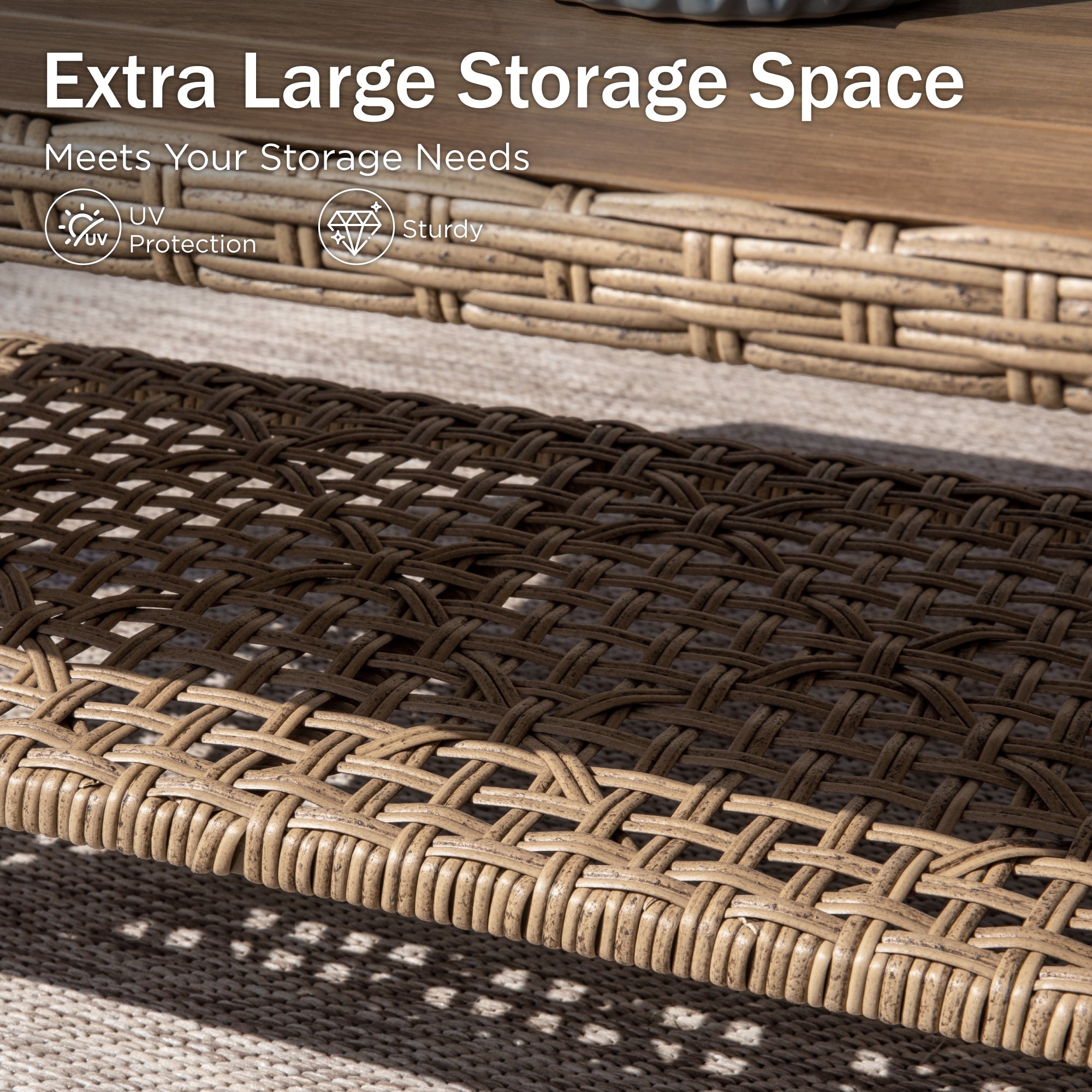 Boho Style Outdoor Wicker Conversation Sofa Set with Acacia Wood Coffee Table - Perfect for Patio, Garden, Backyard & Poolside Relaxation | Sophia & William