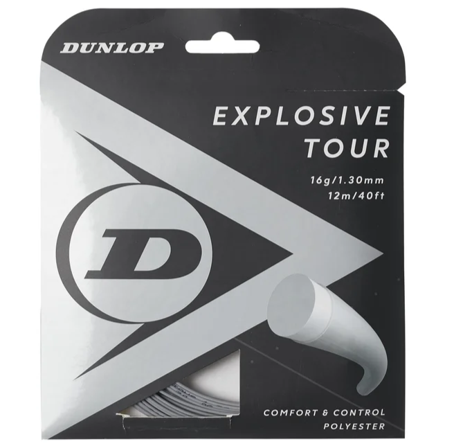 Dunlop Explosive Tour 16/1.30 Tennis String - Silver | High-Performance Polyester String for Power & Control | Perfect for Competitive Players & Tournament Use