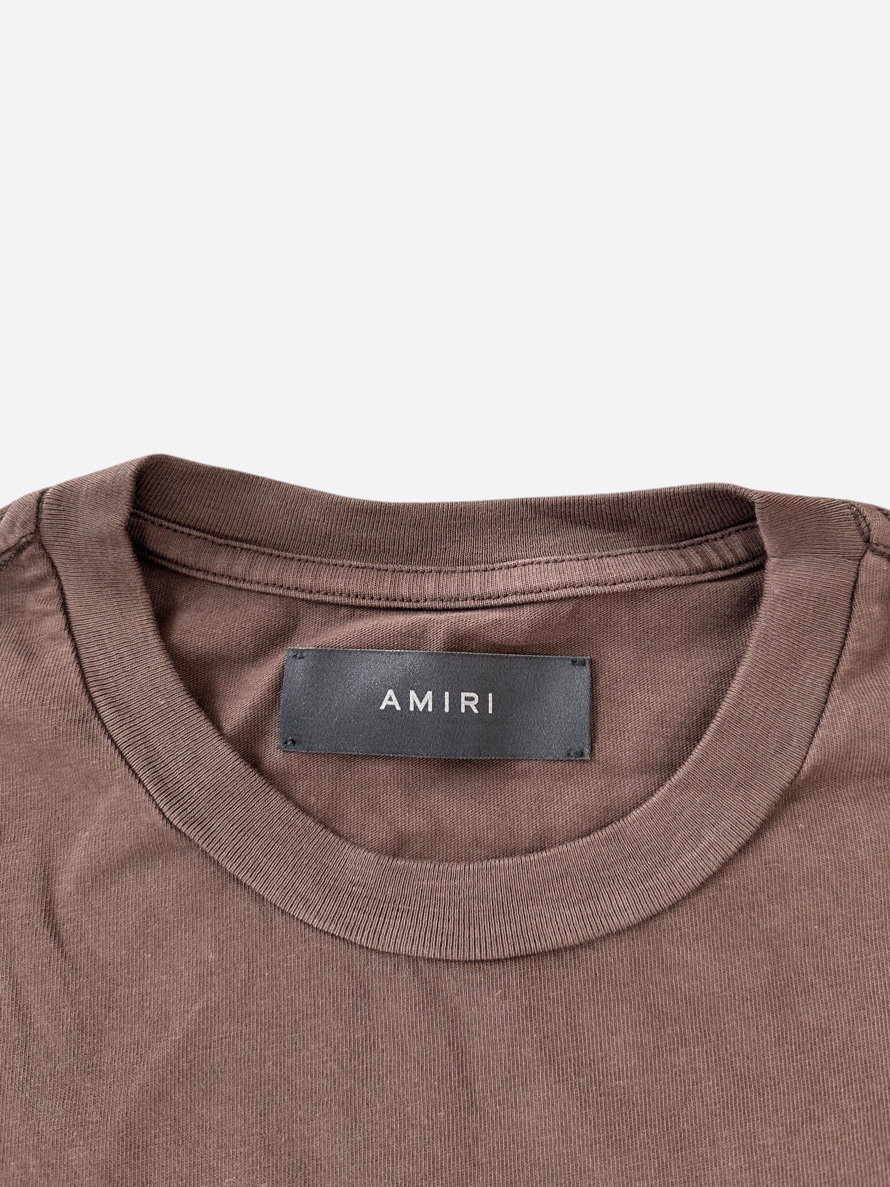 Amiri Brown & White Puff Logo T-Shirt for Men - Stylish Graphic Tee for Casual Wear, Street Fashion & Everyday Outfits