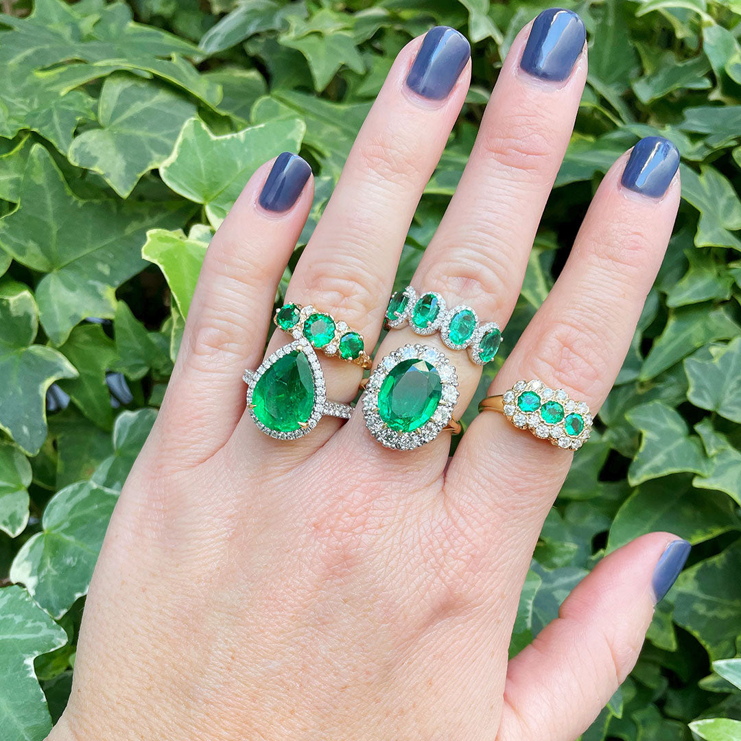 Three Stone Round Emerald and Diamond 14K Yellow Gold Engagement Ring for Women - Perfect for Proposals, Anniversaries & Special Occasions