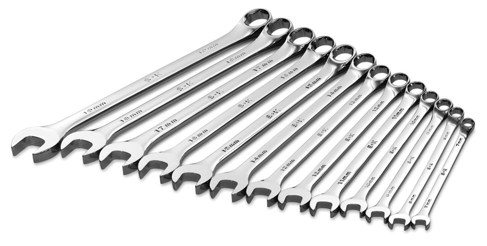 13-Piece 6-Point Metric Long Combination Chrome Wrench Set - Professional Tool Kit for Automotive Repair, Machinery Maintenance & DIY Projects
