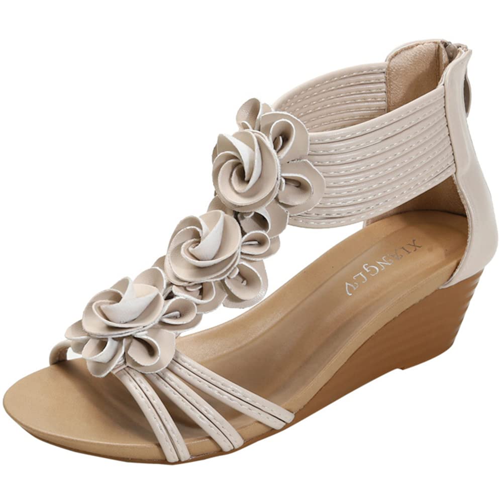 Women's Summer Wedge Sandals - Bohemian Roman Style Casual Beach Sandals with Comfortable Walking Sole | Perfect for Vacation, Beach Outings and Summer Fashion