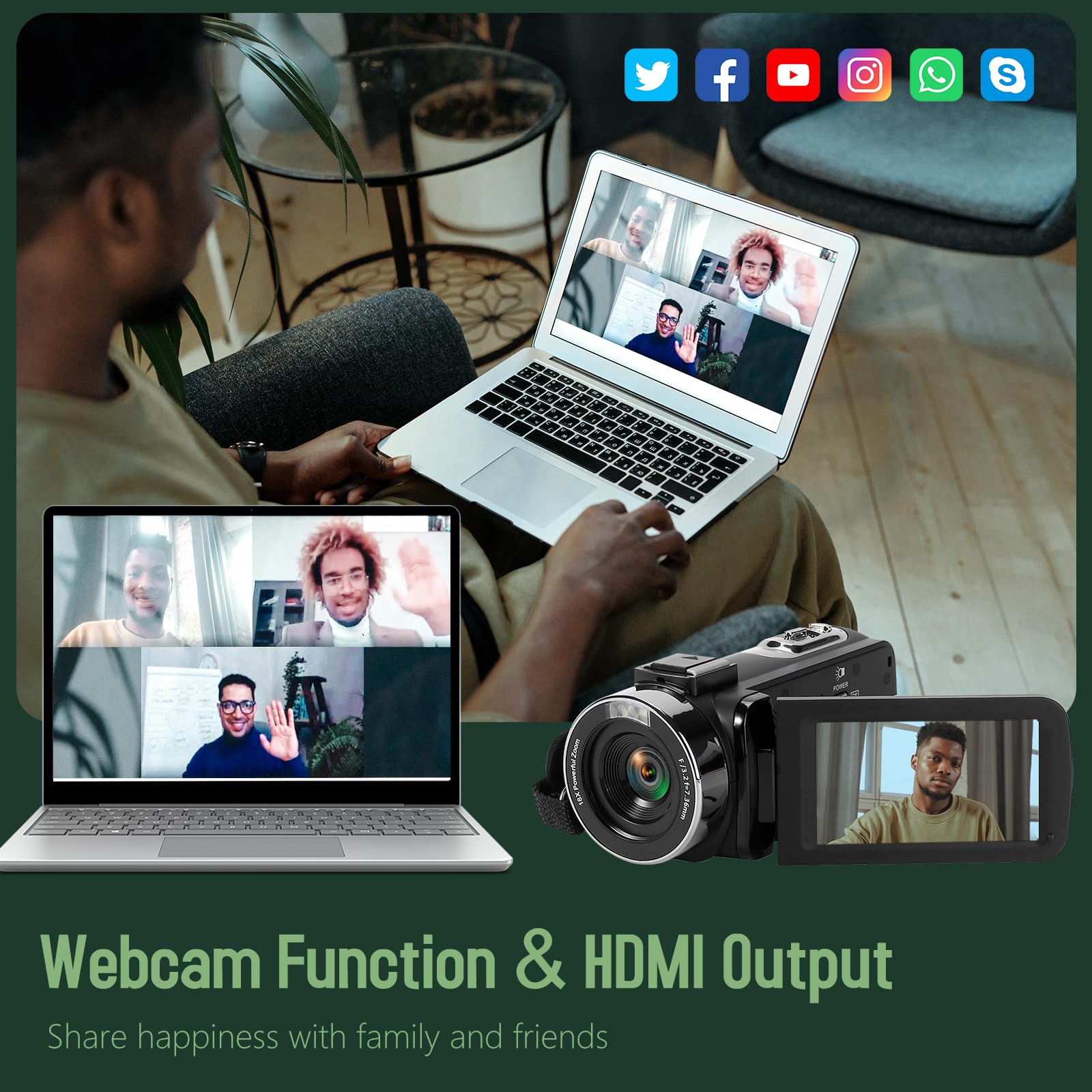 2.7K 48MP Vlogging Camera with 16X Zoom & Flip Screen - Perfect for YouTube & Travel Vlogging