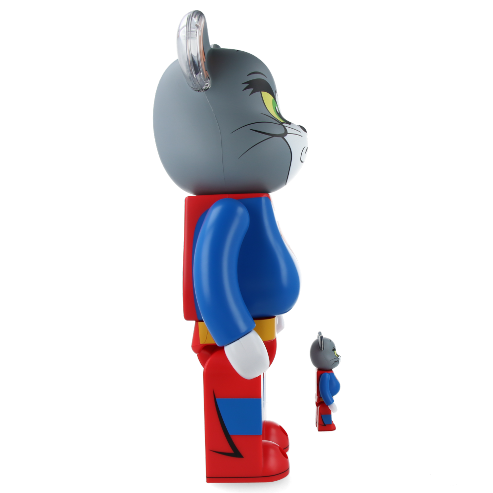 Tom and Jerry as Superman Bearbrick 400% & 100% Collectible Vinyl Art Toy - Perfect for Anime Fans, Home Decor, and Gift Giving