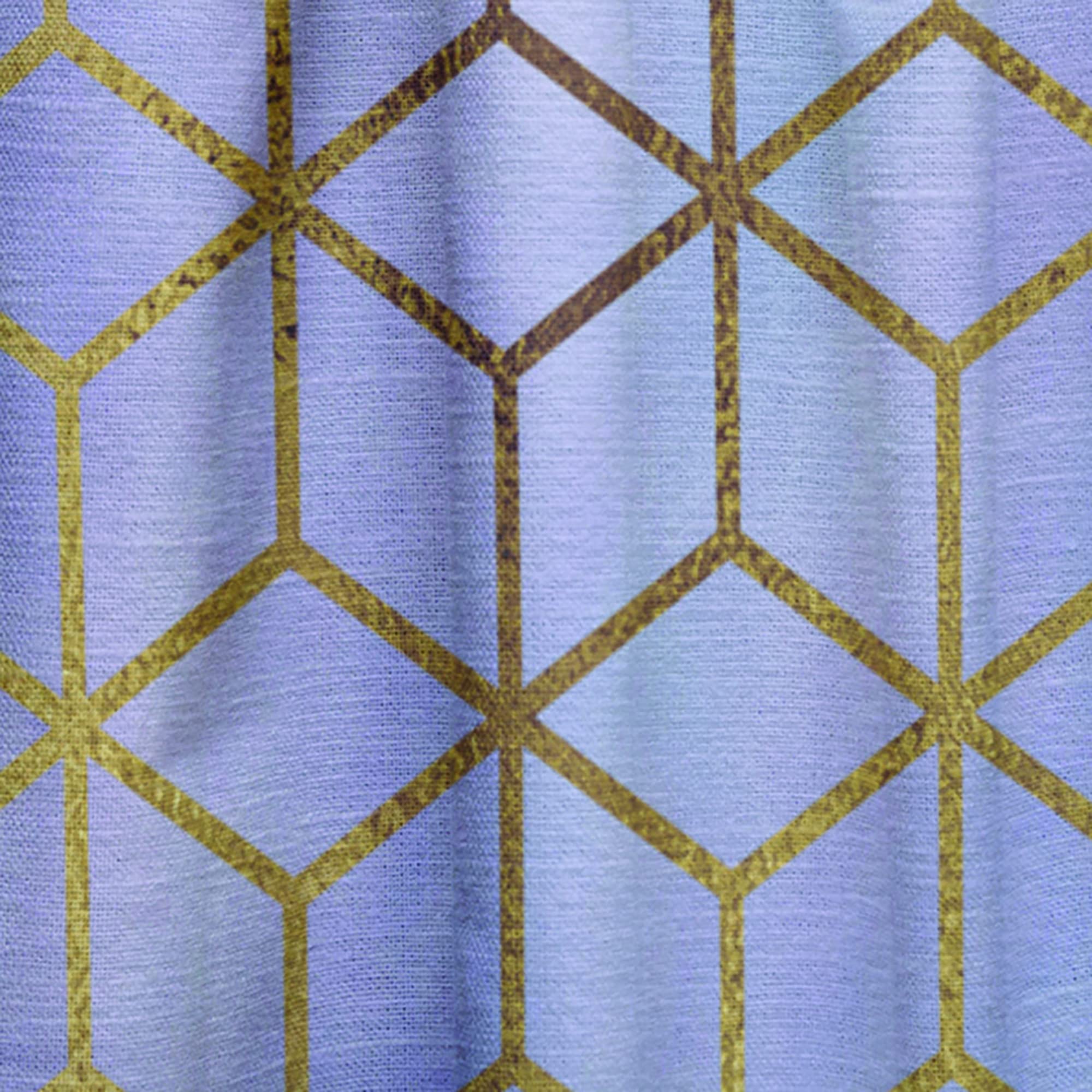 DesignQ Geometric Cubes Pattern Thermal Insulated Curtains - Gold & Purple Single Panel 52x108 - Perfect for Bedroom & Living Room Blackout Drapes