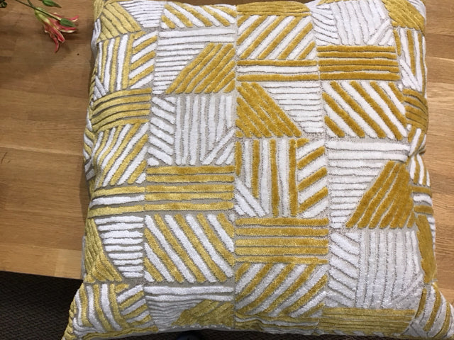 Luxury Gold & Gray Velour Throw Pillow - Soft Ivory Velvet Cushion for Sofa, Bed, Living Room Decor - Elegant Home Accent for Cozy Comfort
