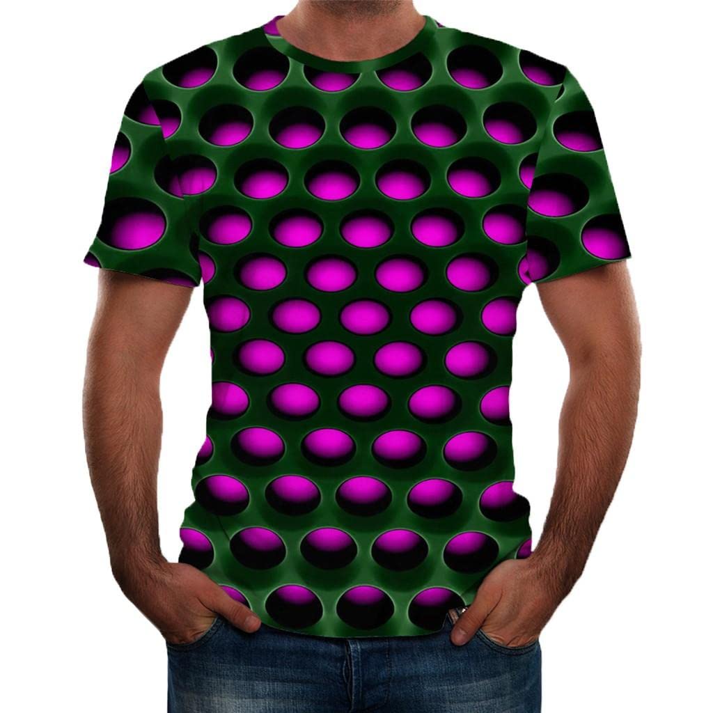 Men's Graphic T-Shirts - 3D Digital Dot Printing Vintage Tee Shirts for Casual Wear | Trendy & Comfortable Cotton Tops for Everyday Outfits, Streetwear & Weekend Looks