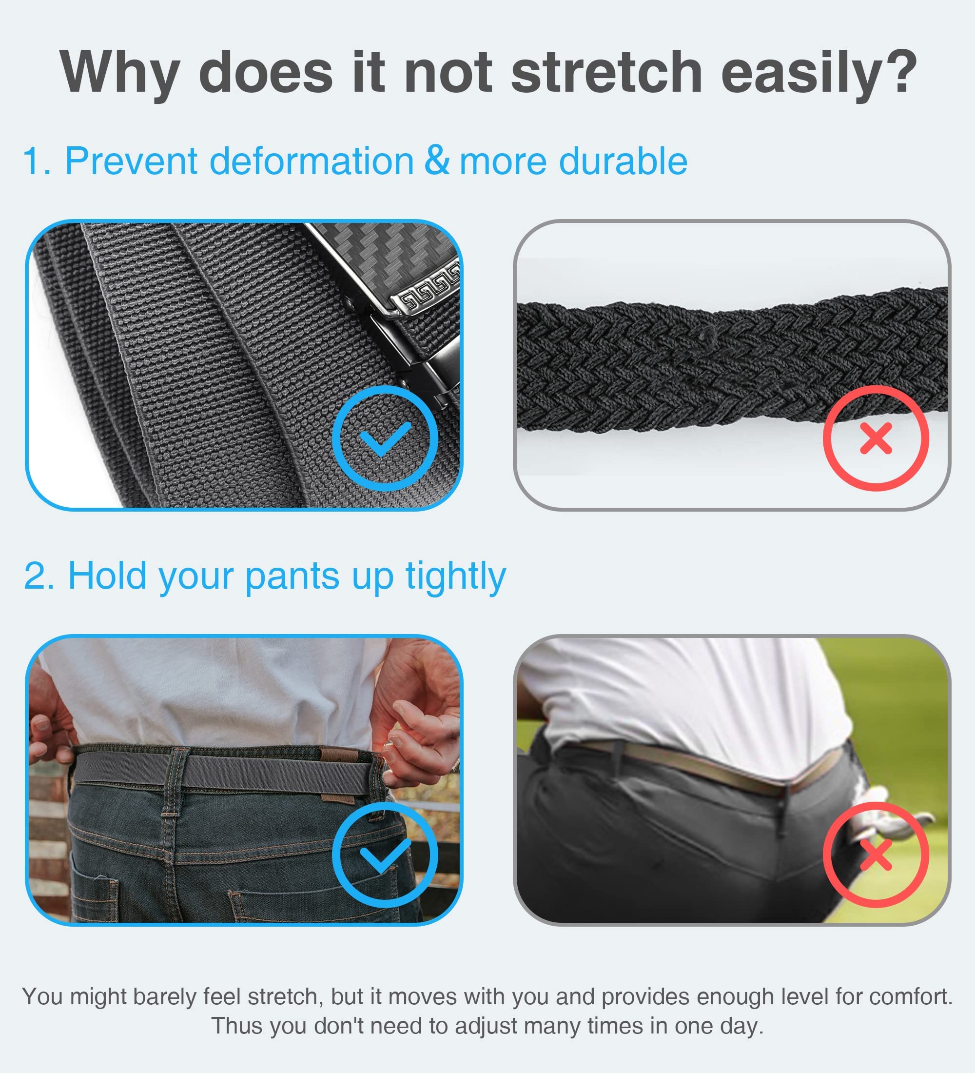 CHAOREN Men's Ratchet Elastic Belt - 1 3/8