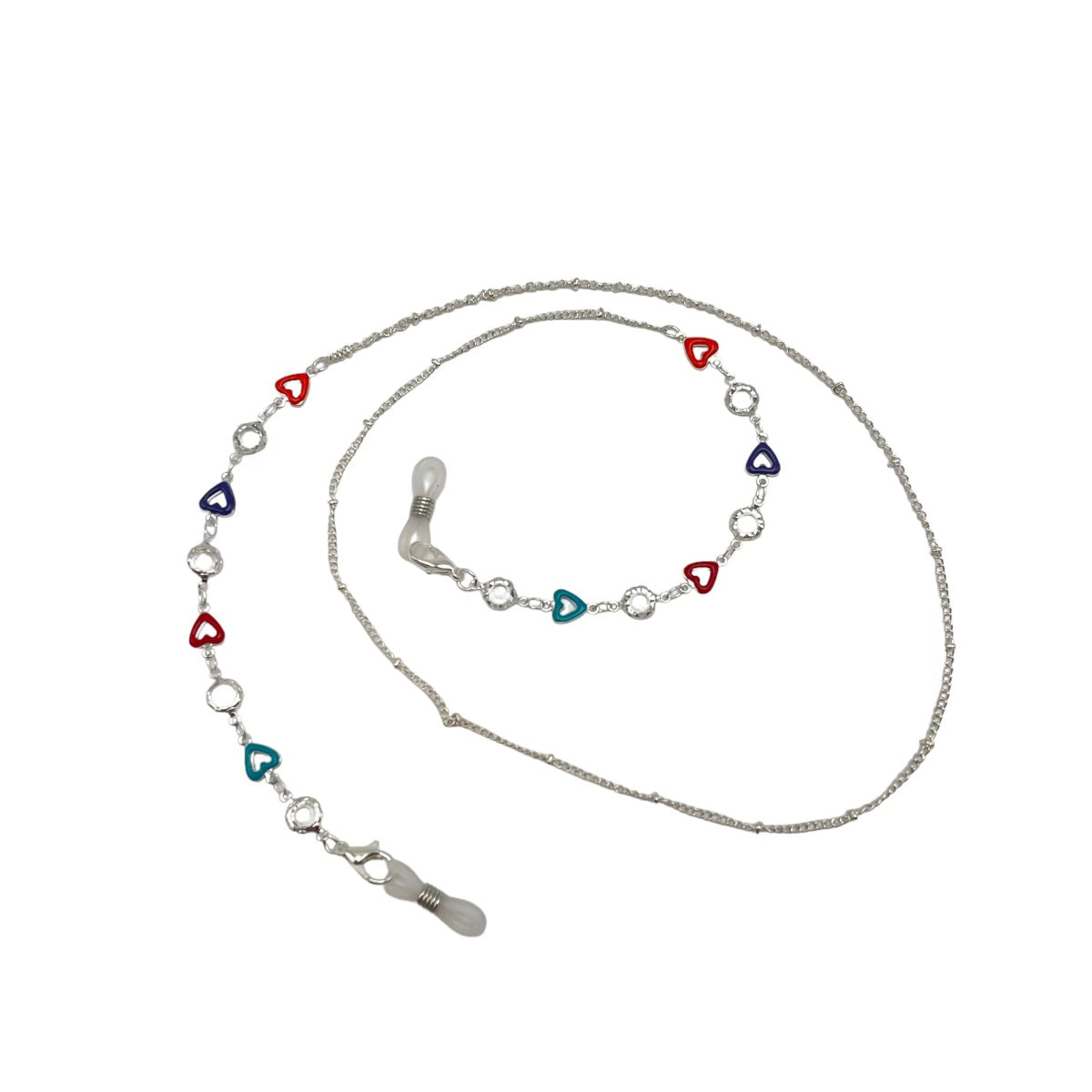 Mini Silver Heart Sunglasses Chain - Adjustable Eyeglass Holder for Women & Men - Stylish Reading Glasses Accessory for Outdoor, Travel, and Daily Use