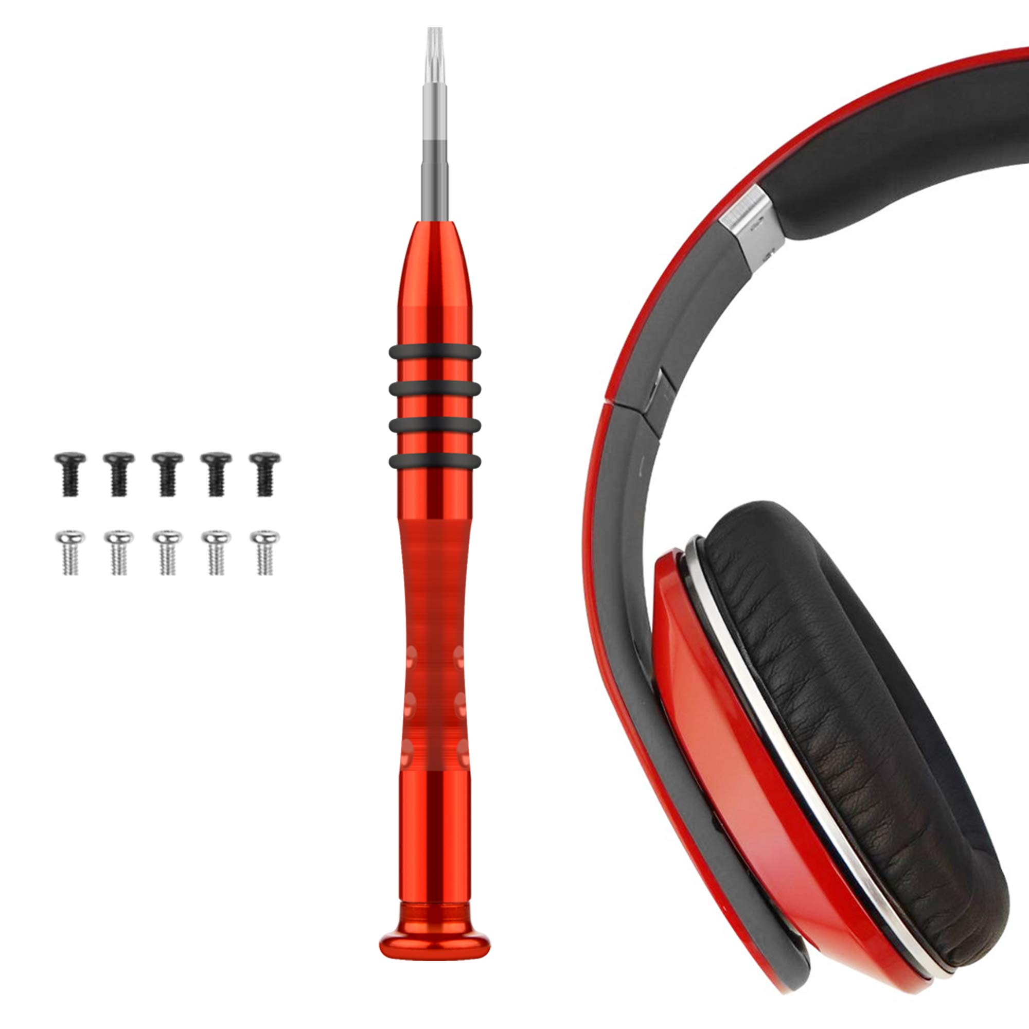 Geekria Replacement Headband & Screwdriver Tool Kit for Beats Studio3 Wireless, Studio2, Studio 1.0 Headphones - 10 Pcs Repair Screws Included (Red) - Perfect for DIY Headphone Repair & Maintenance at Home or Studio