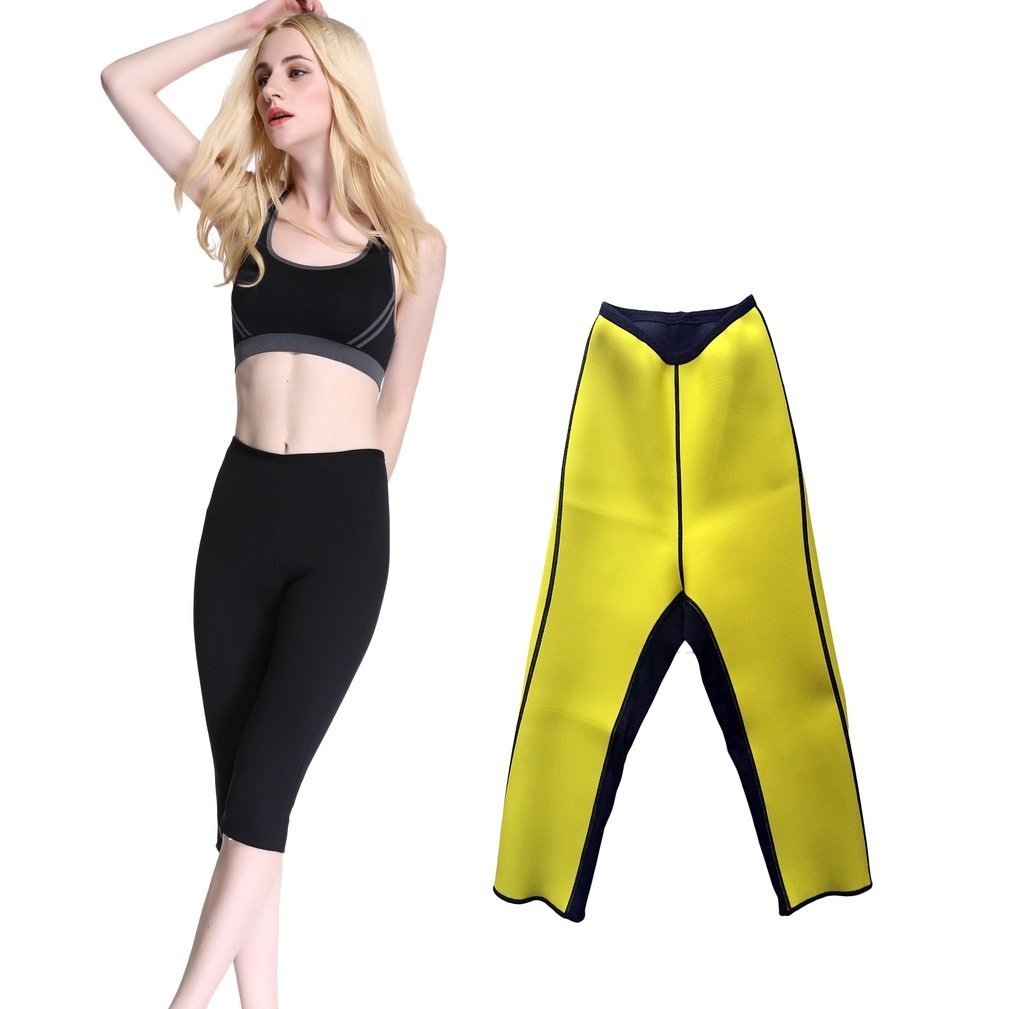 Valentina Women's High Waist Sweat Shaper Pants - Hot Slimming Sauna Leggings for Tummy Control & Workout - Black Capri Yoga Pants for Gym, Running & Daily Wear