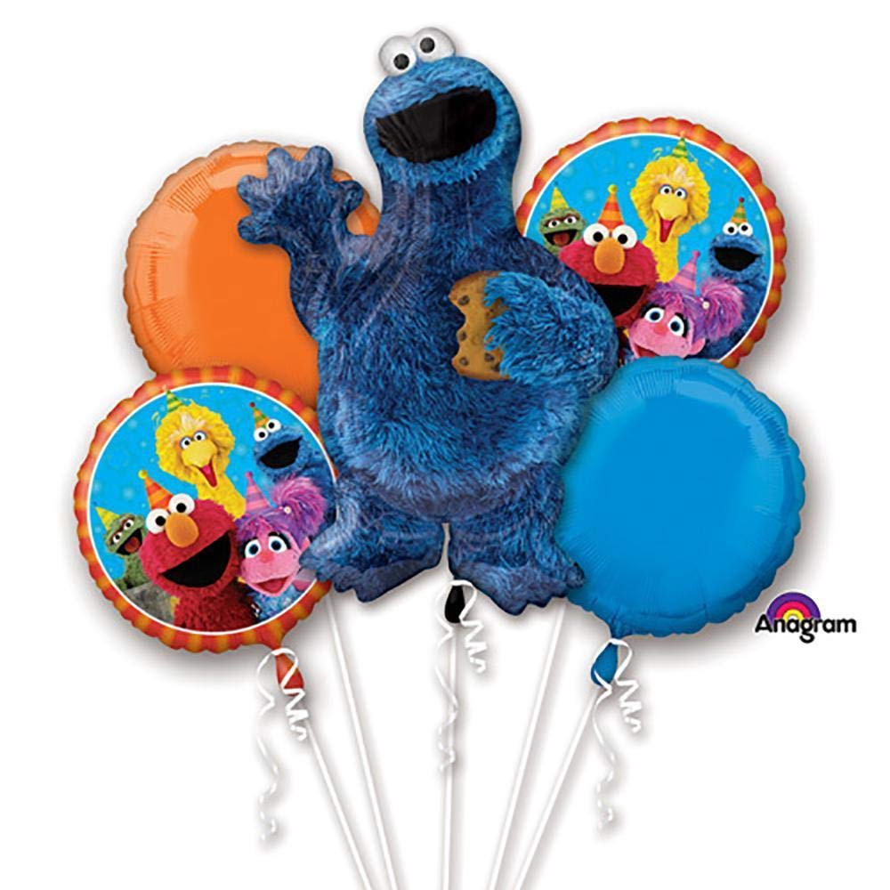 Combined Brands Cookie Monster Birthday Party Balloon Bouquet - Blue Number 3 Balloons for Kids Birthday Decorations & Sesame Street Themed Celebrations