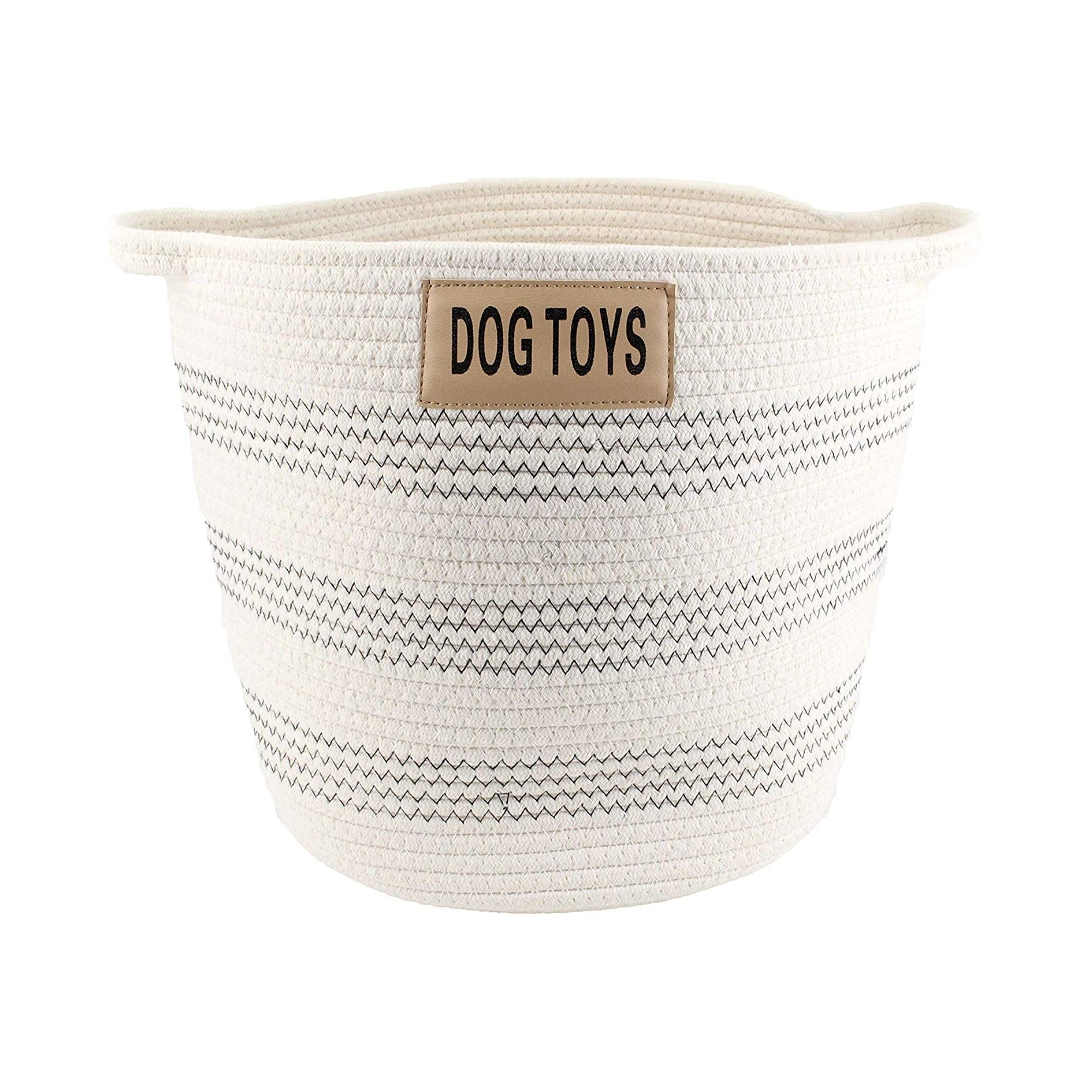 Midlee Large Cotton Rope Dog Toy Basket - Pet Storage Organizer Bin for Toys, Leashes & Accessories | Perfect for Living Room, Bedroom & Pet Play Areas