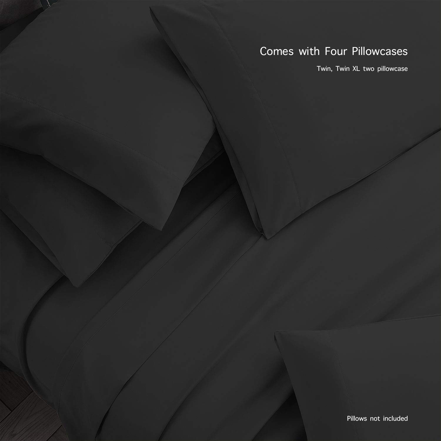 Premium 6-Piece King Size Sheet Set - 100% Oeko-Tex Certified 2000 Series Luxury Soft Bed Sheets in Black | Perfect for Master Bedrooms, Guest Rooms & Hotel Style Comfort