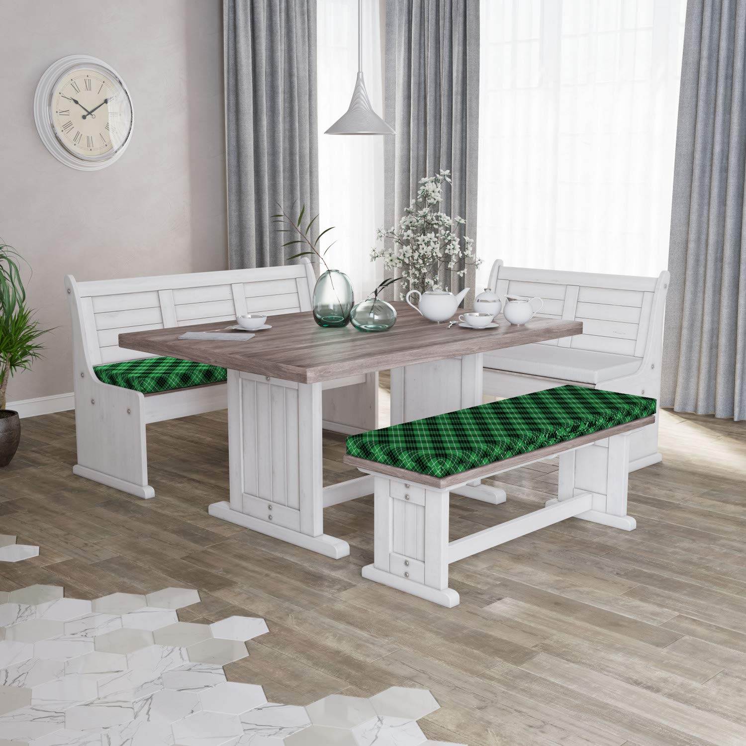 Ambesonne 2-Piece Plaid Bench Cushion Set - 45
