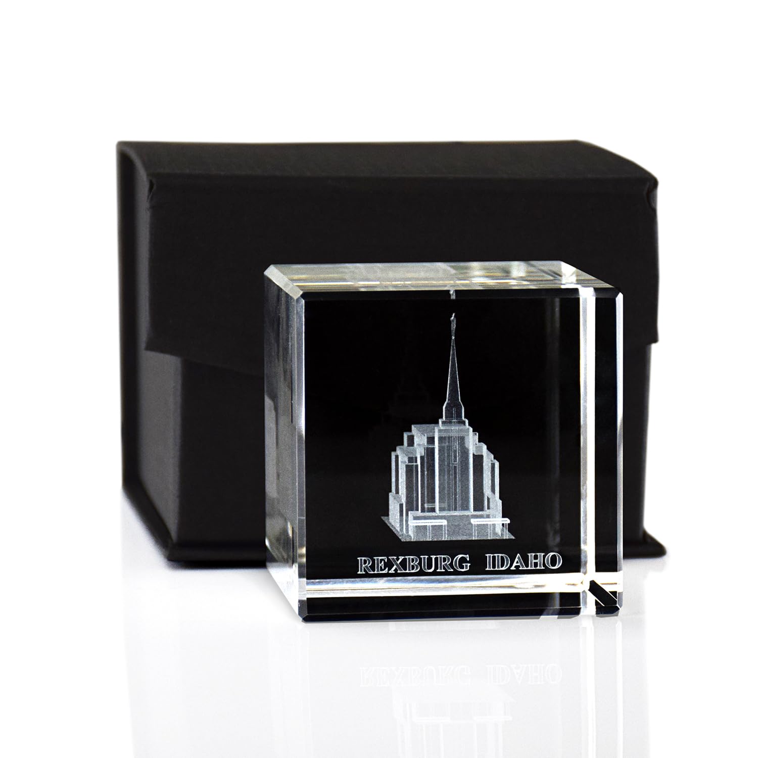 Crystal Cube Desk Decor - LDS Temple Paperweight for Office & Christian Home Decor | Rexburg Idaho Gift