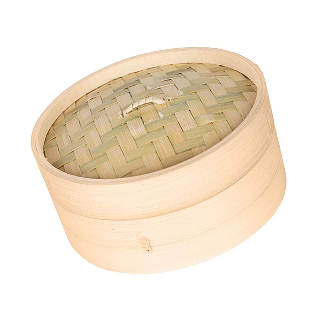 Premium Bamboo Steamer Basket - Single Tier for Steaming Dim Sum, Dumplings, Buns, Vegetables, Meat & Fish | 21cm Natural Bamboo Food Steamer for Healthy Cooking | Perfect for Asian Cuisine, Meal Prep & Party Serving
