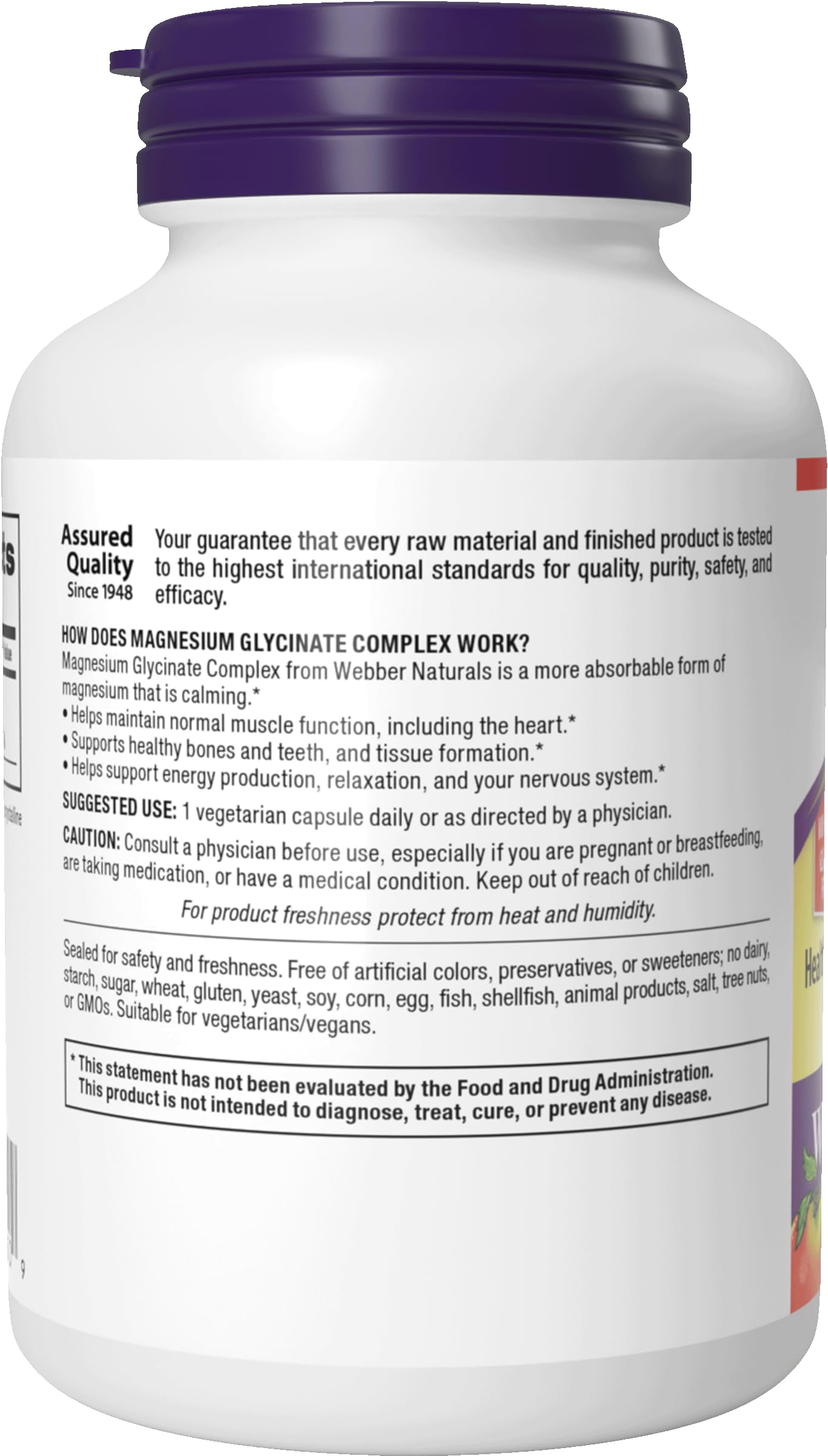 Webber Naturals Magnesium Bis-Glycinate 200mg - 120 Vegetarian Capsules | Highly Absorbable & Stomach-Friendly | Supports Bone, Teeth & Muscle Health | Gluten-Free, Dairy-Free & Vegan Formula | Ideal for Active Lifestyles & Daily Wellness